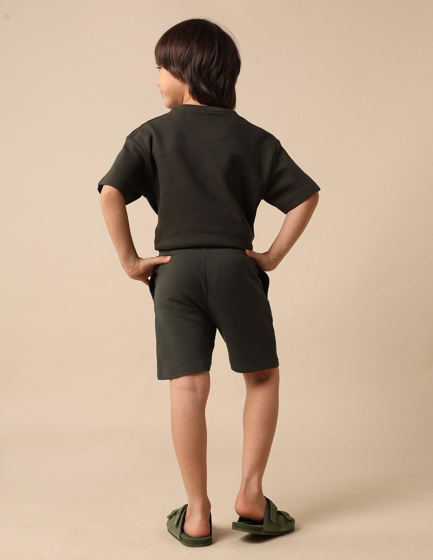 Boys Textured Regular Fit Shorts Olive - U.S. POLO ASSN. | Large