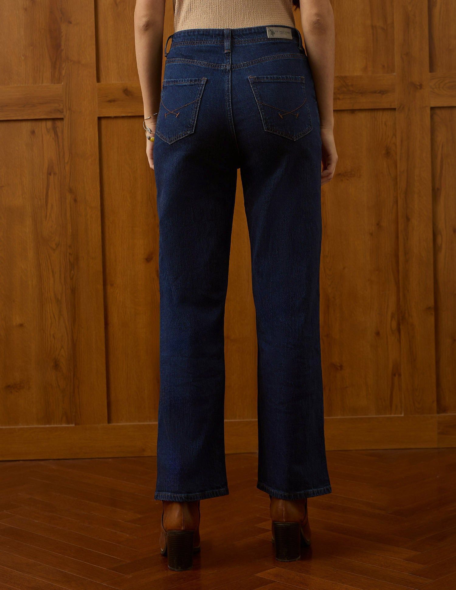 High Rise Straight Fit Jeans Dark Blue - U.S. POLO ASSN. | Large