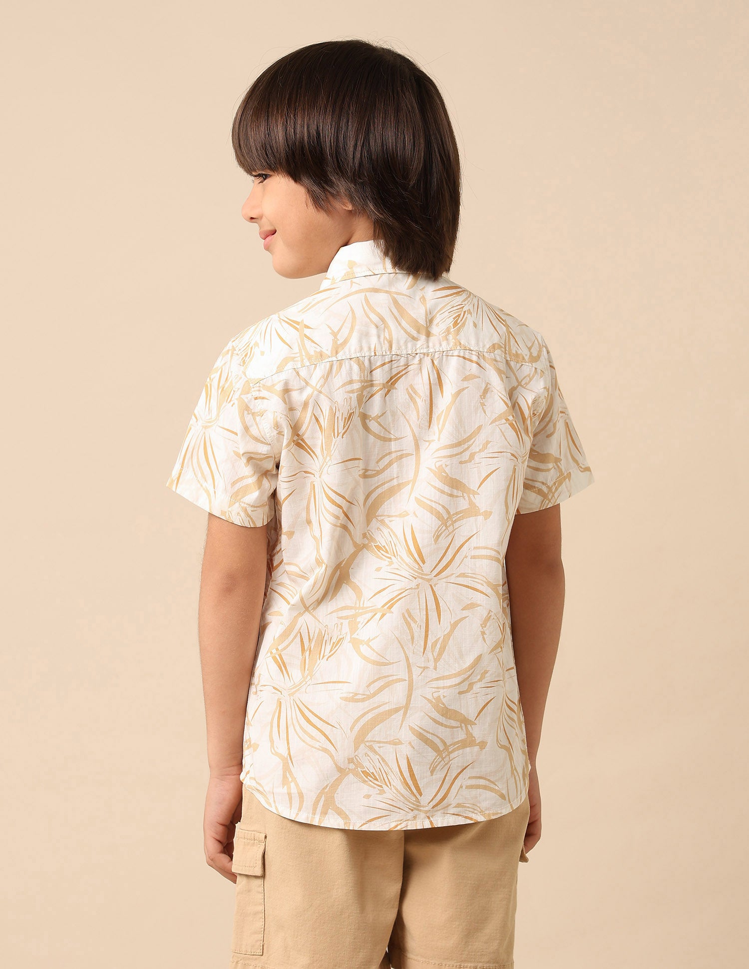 Boys Abstract Printed Pure Cotton Shirt Yellow - U.S. POLO ASSN. | Large