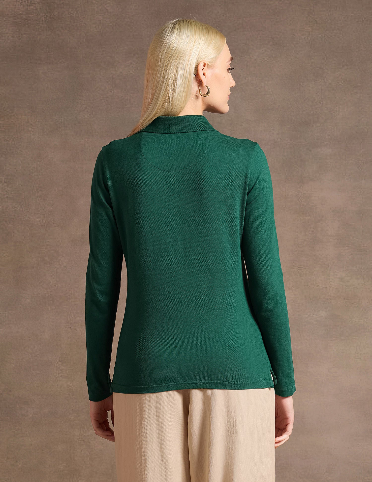 Crest Logo Long Sleeve Polo Shirt Dark Green - U.S. POLO ASSN. | Large