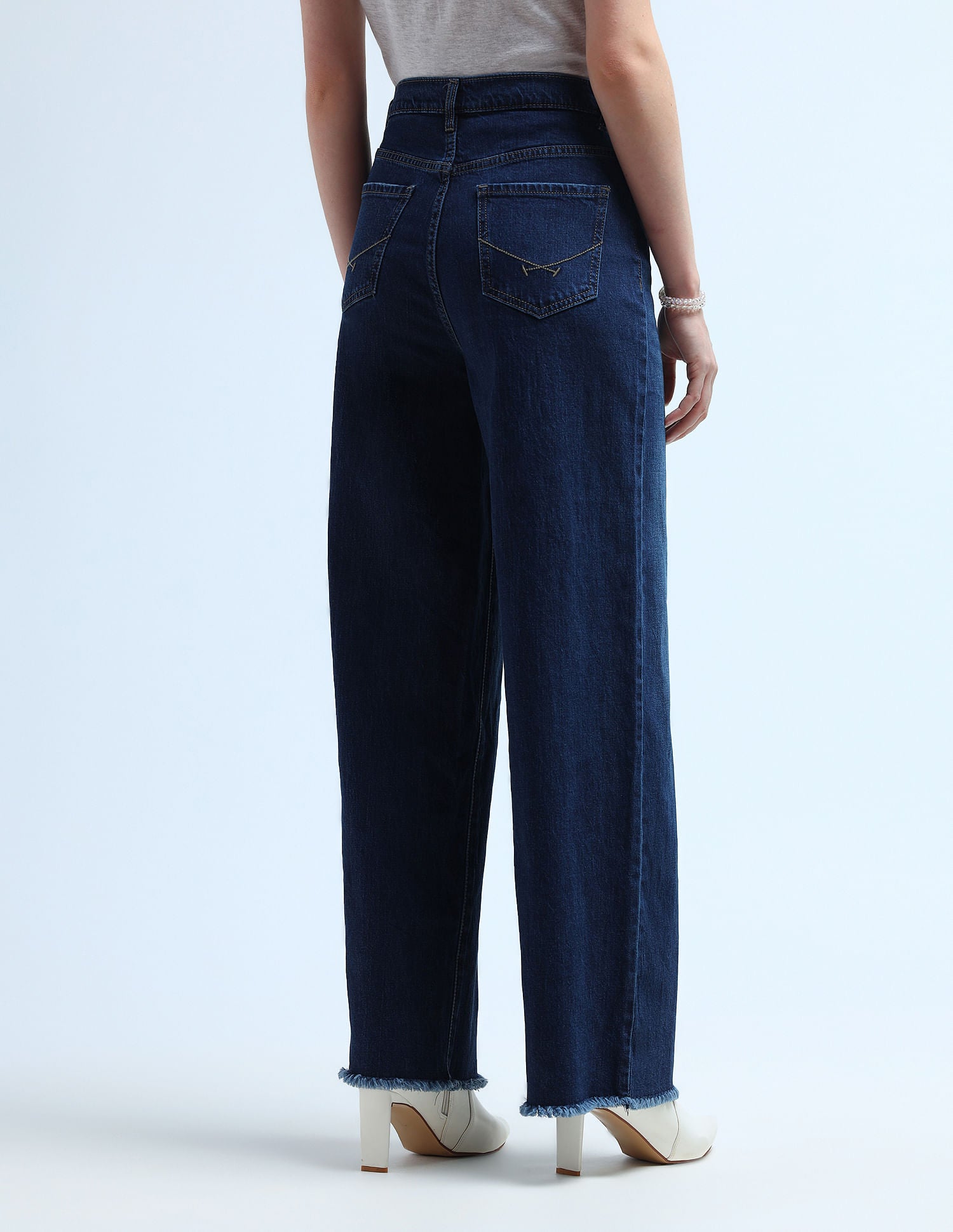 High Rise Wide Leg Jeans Dark Blue - U.S. POLO ASSN. | Large