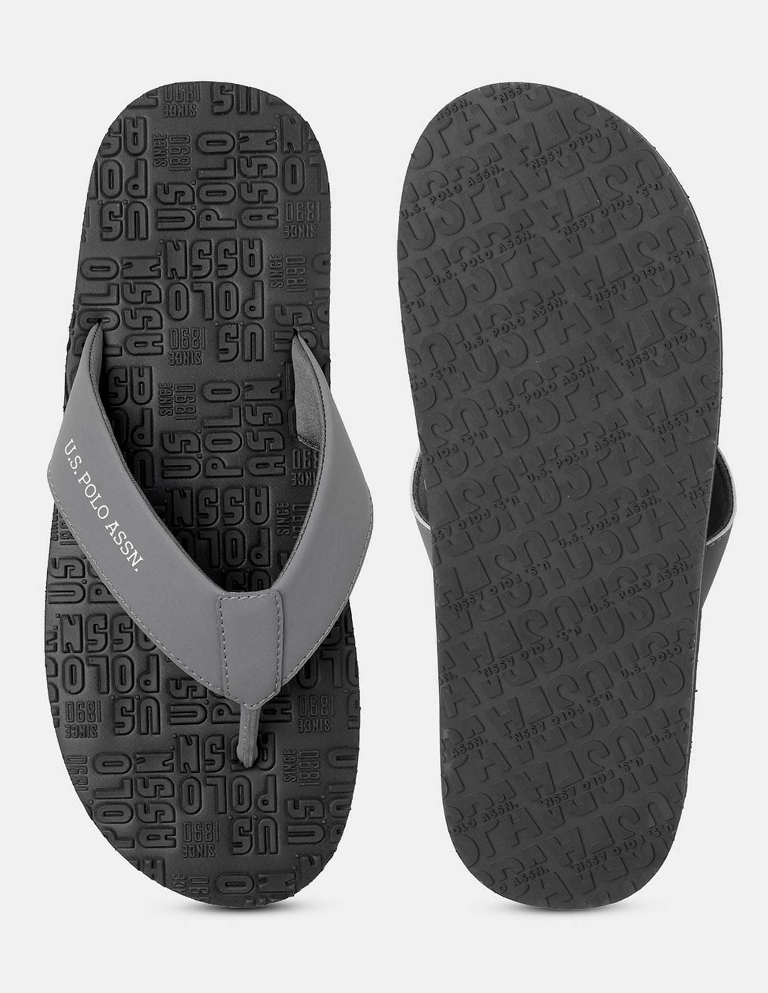 Men Rodri Brand Printed Flip Flops Dark Grey - U.S. POLO ASSN. | Large