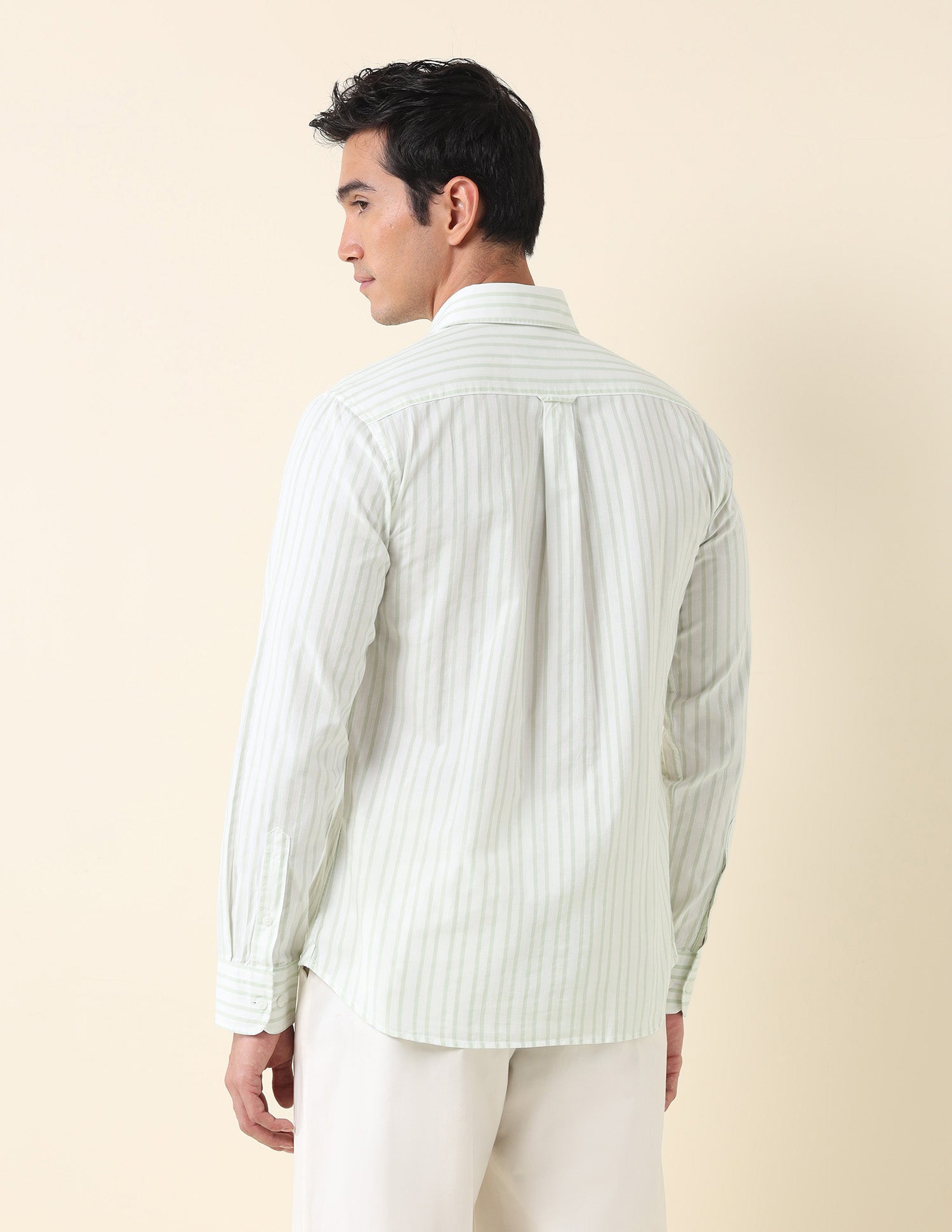 Vertical Striped Twill Shirt Light Green - U.S. Polo Assn. India | Large