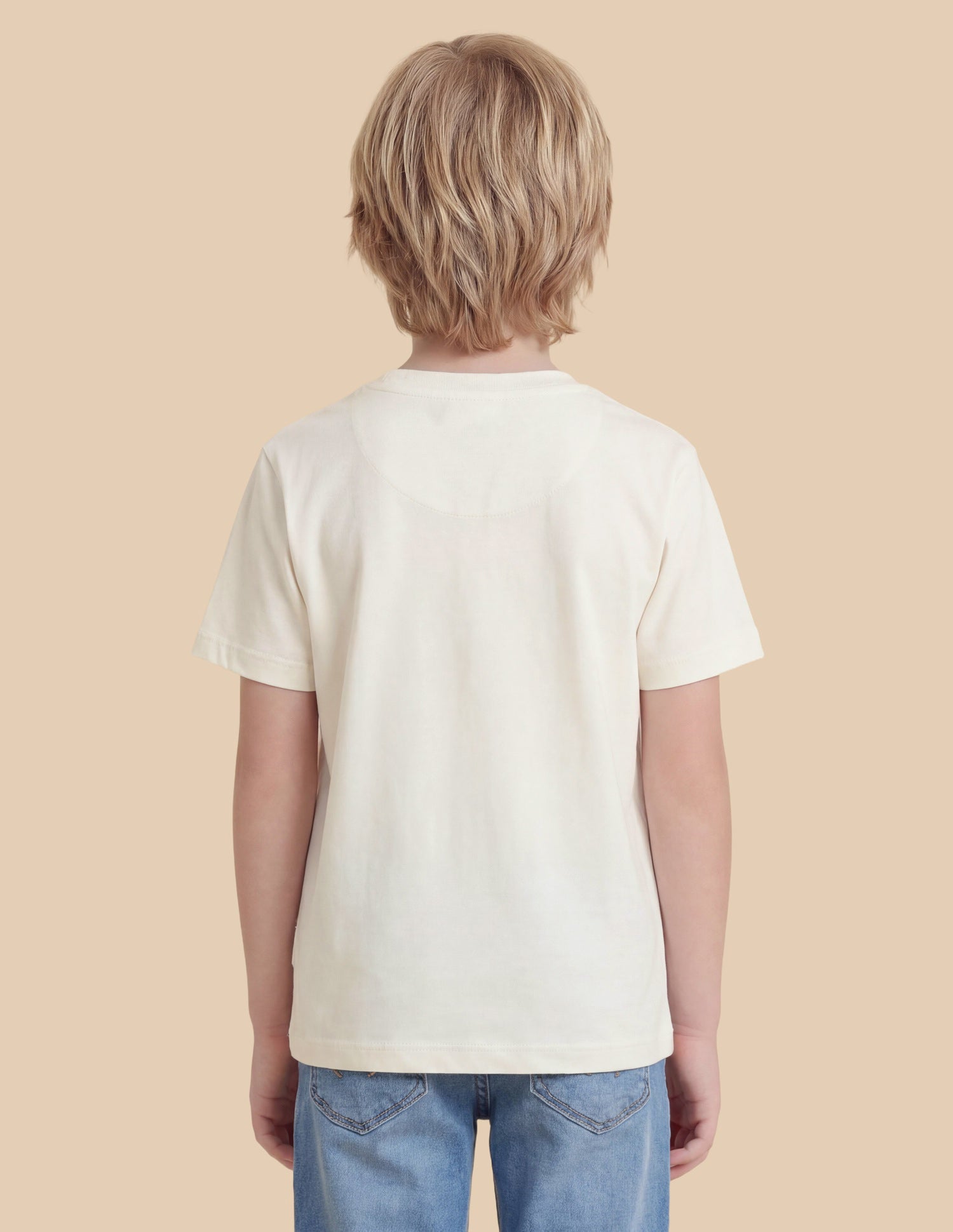 Boys Graphic Brand Printed Regular Fit T-Shirt Off White - U.S. Polo Assn. India | Large