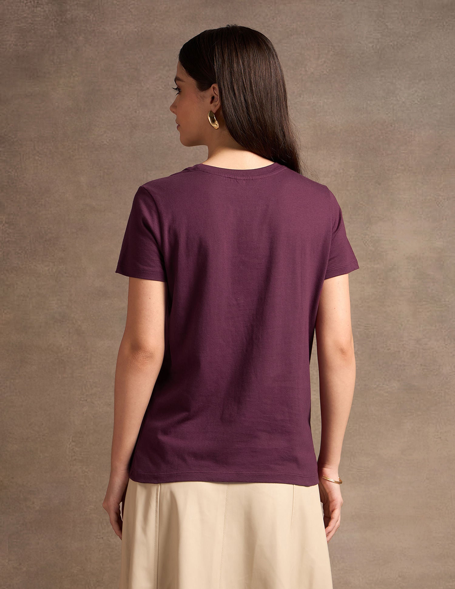 Satin Sticker Print Cotton T-Shirt Wine - U.S. POLO ASSN. | Large