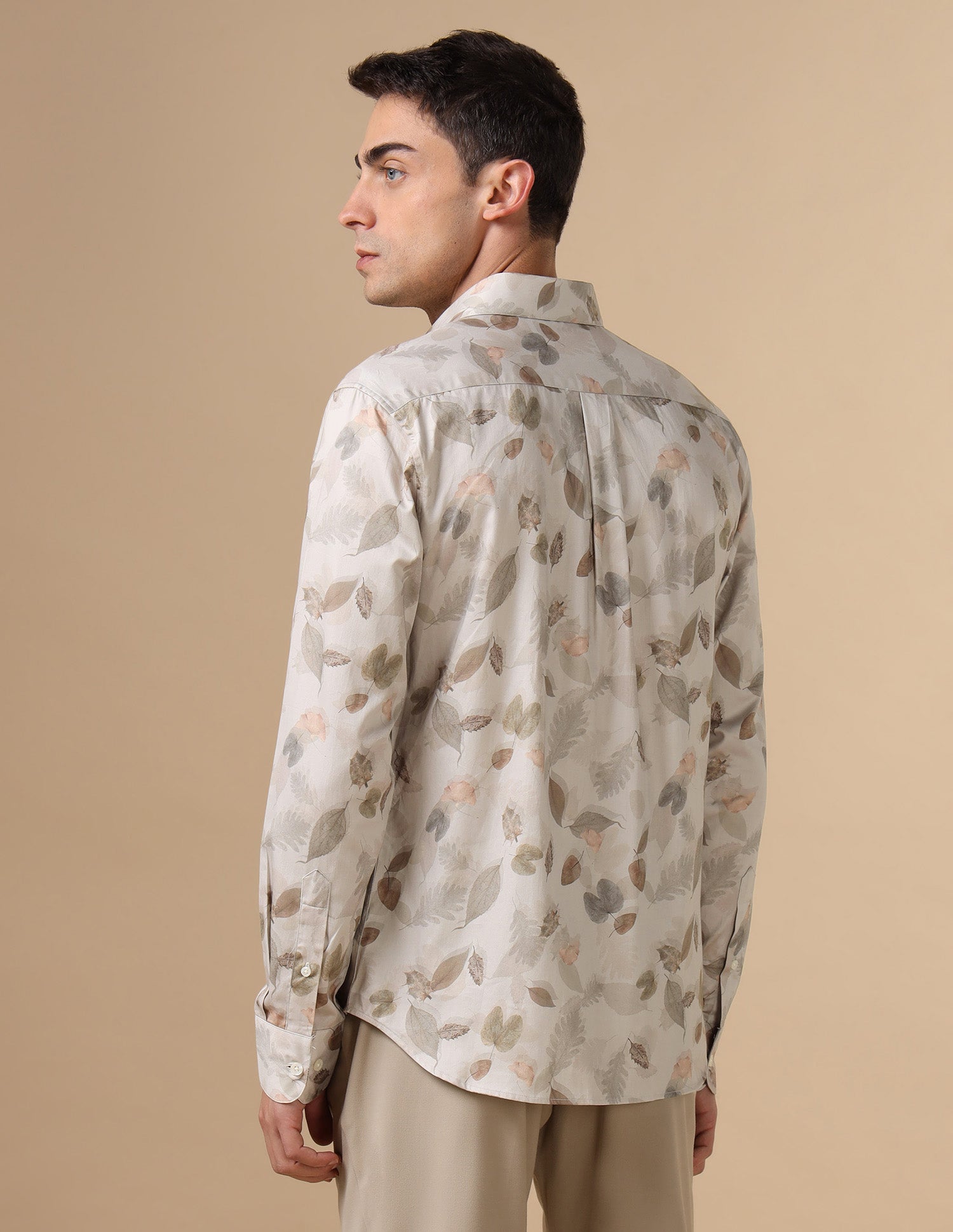 Tropical Printed Pure Cotton Shirt Beige - U.S. POLO ASSN. | Large