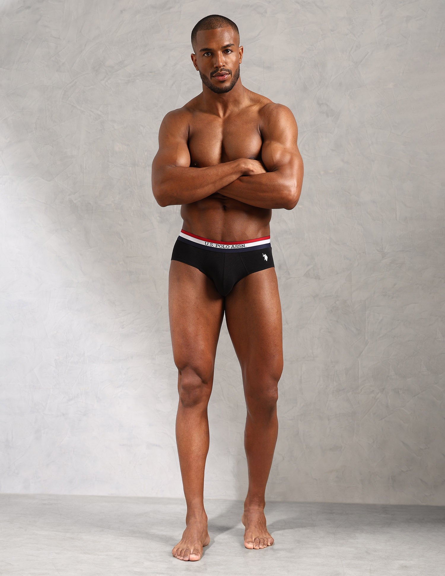 Striped Waistband EB002 Briefs - Pack Of 3 Navy, Iron Gate and Black - U.S. POLO ASSN. | Large