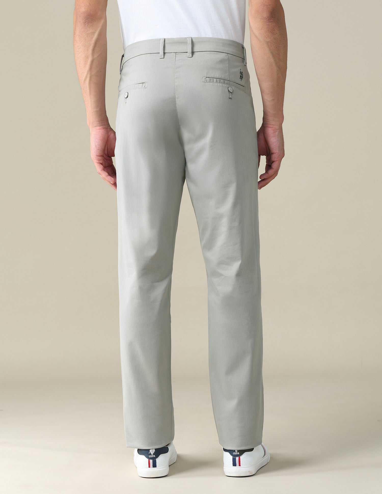 Textured Dobby Trousers Light Grey - U.S. POLO ASSN. | Large