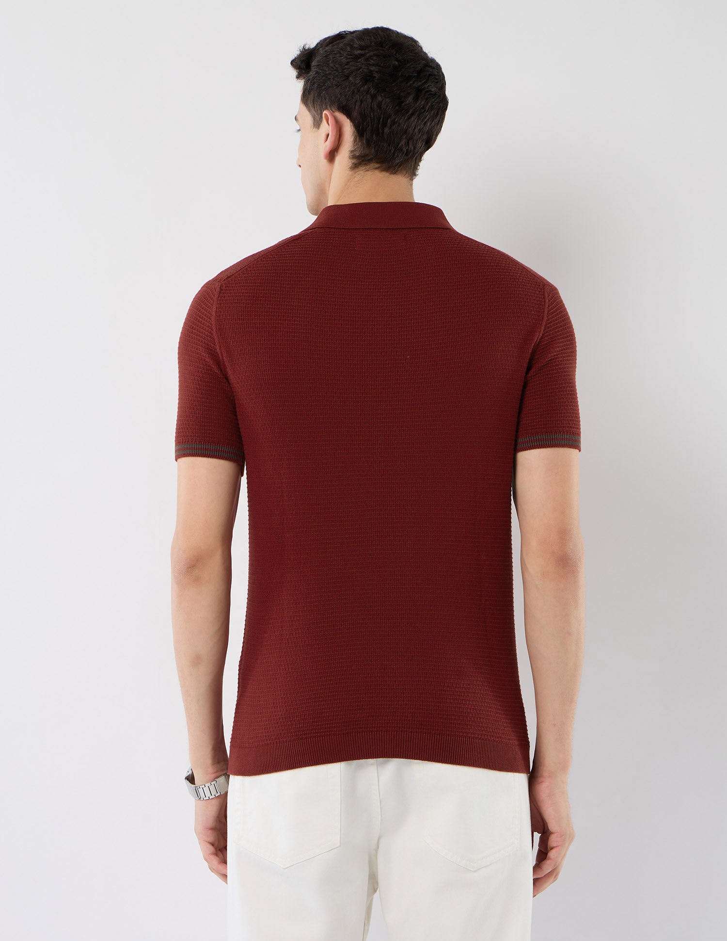 Textured Slim Fit Polo Shirt Rust - U.S. POLO ASSN. | Large