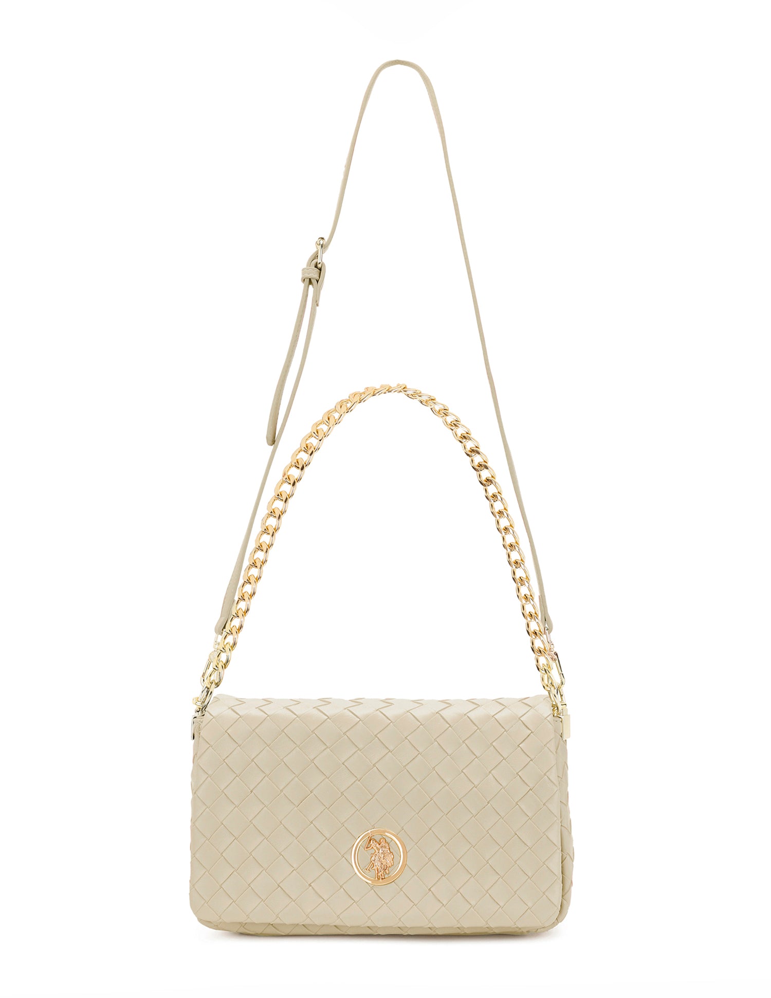 Women Angie Patterned Weave Crossbody Bag Beige - U.S. POLO ASSN. | Large