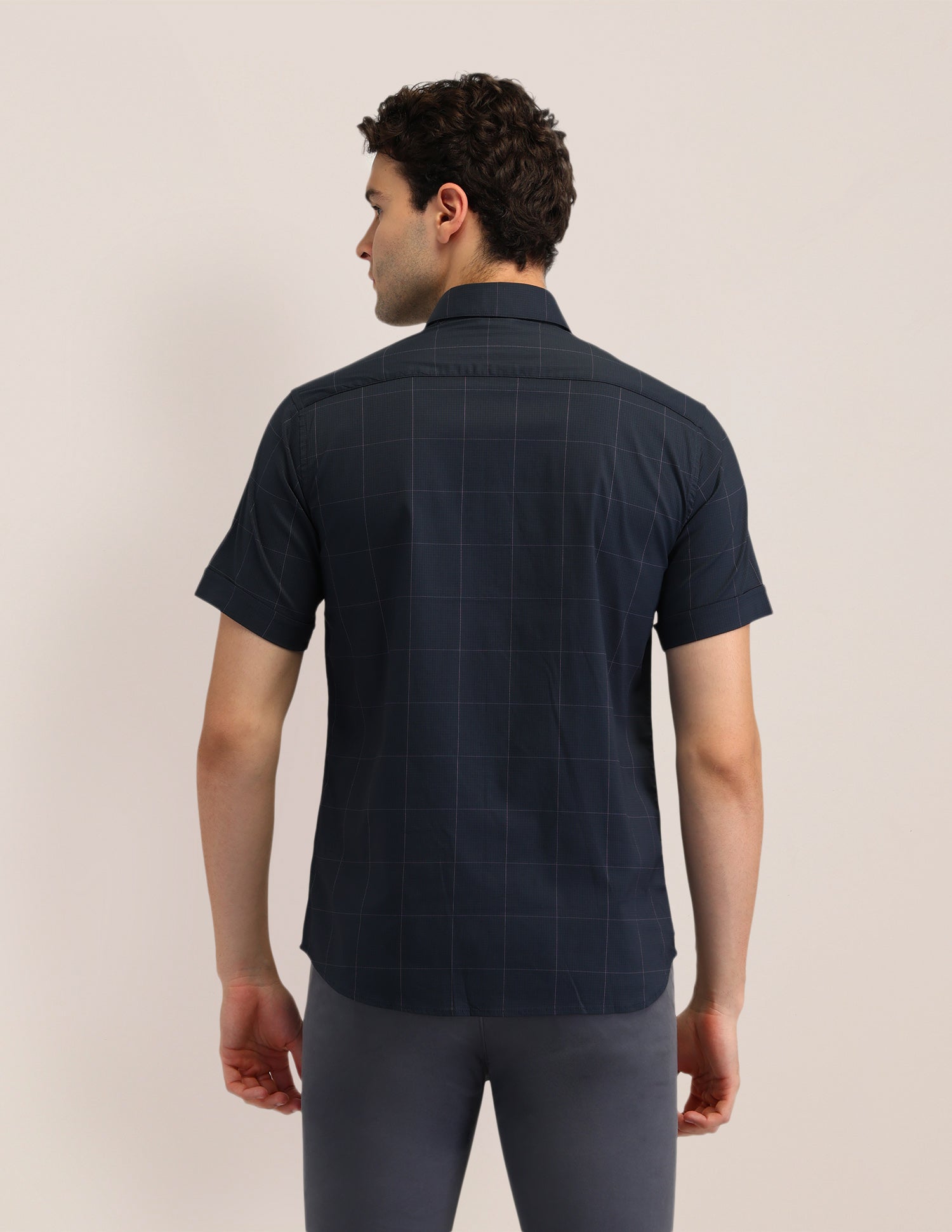 Windowpane Checked Tailored Fit Shirt Dark Green - U.S. Polo Assn. India | Large