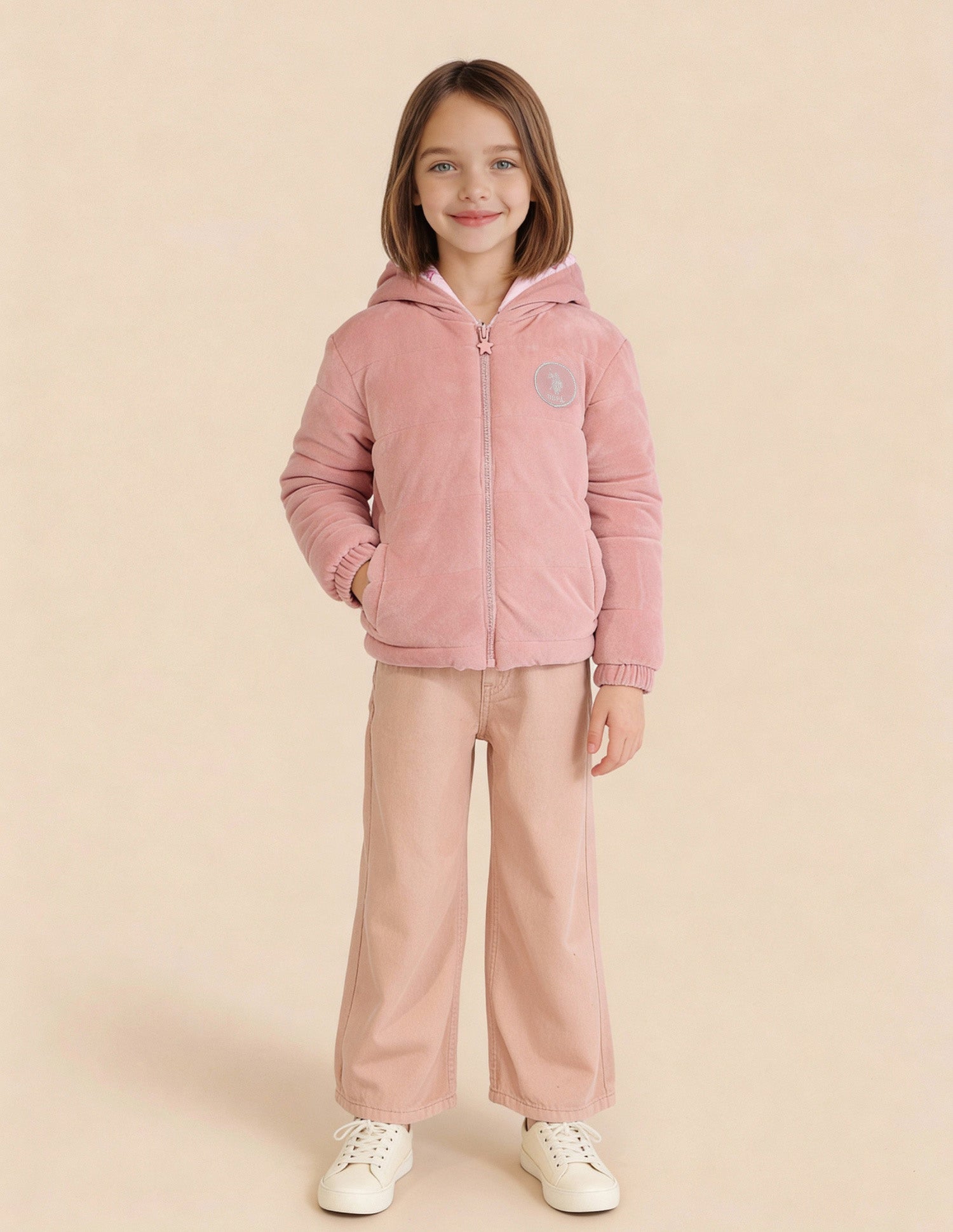 Girls Reversible Regular Fit Jacket Pink - U.S. Polo Assn. India | Large