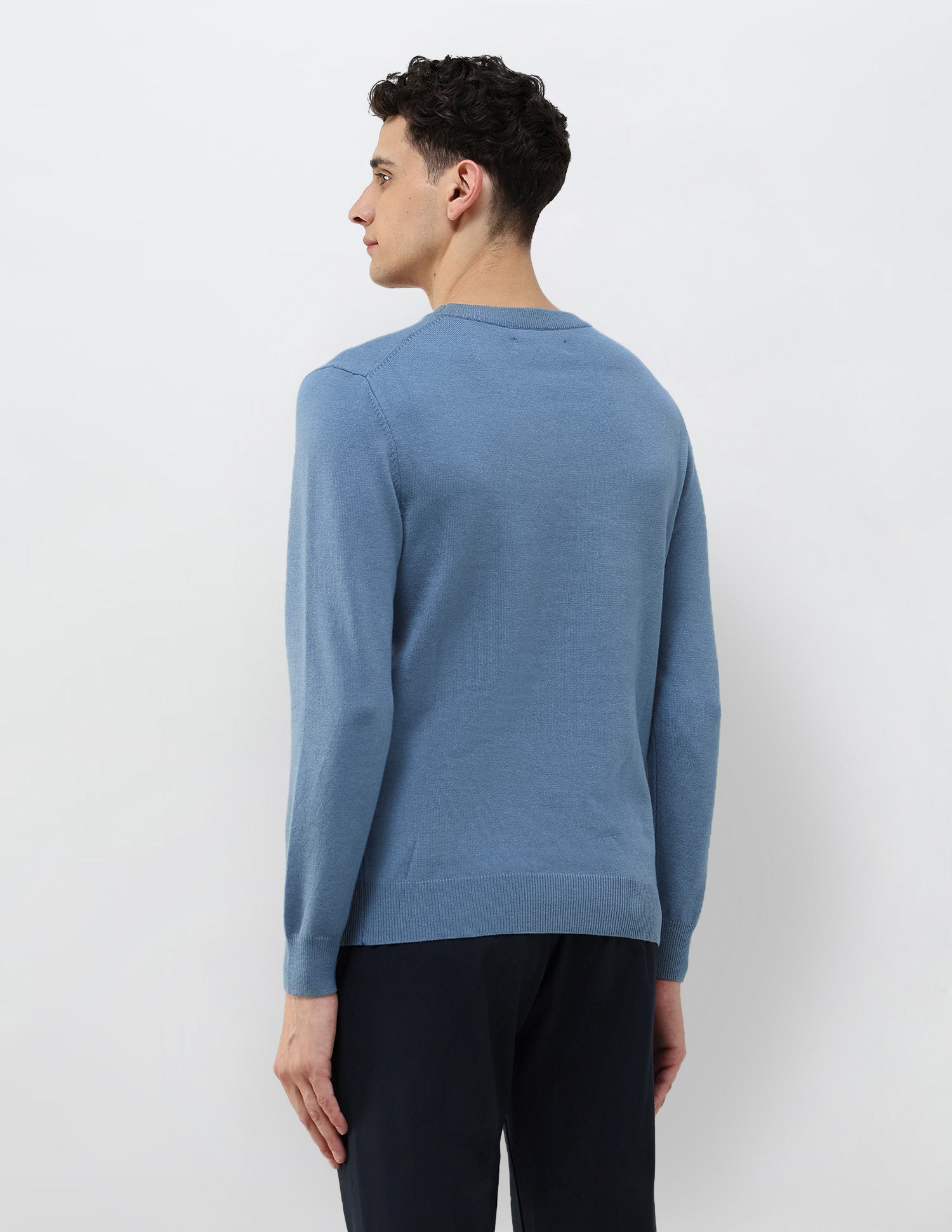 Solid Regular Fit Sweater Blue - U.S. POLO ASSN. | Large