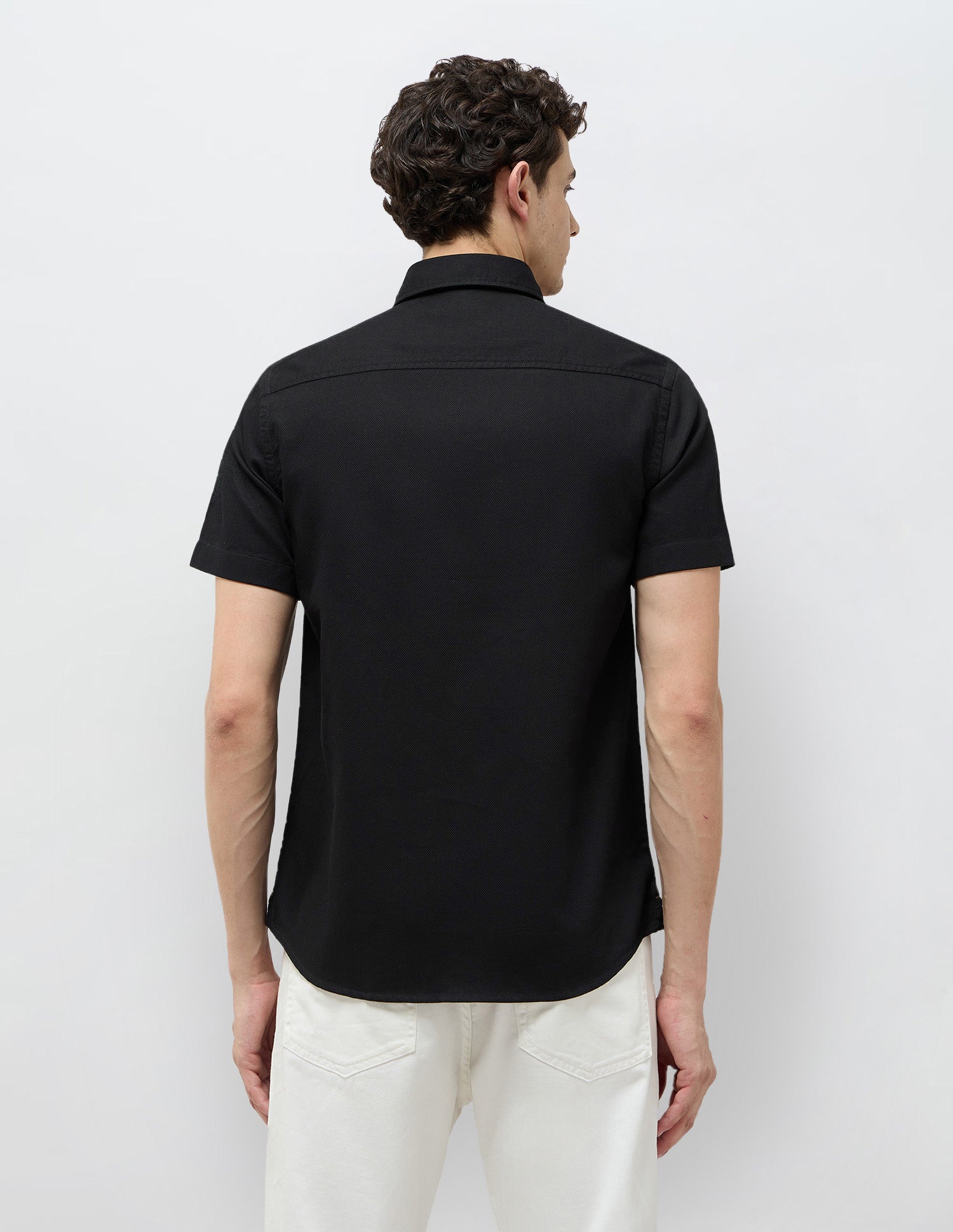 Textured Regular Fit Shirt Black - U.S. Polo Assn. India | Large