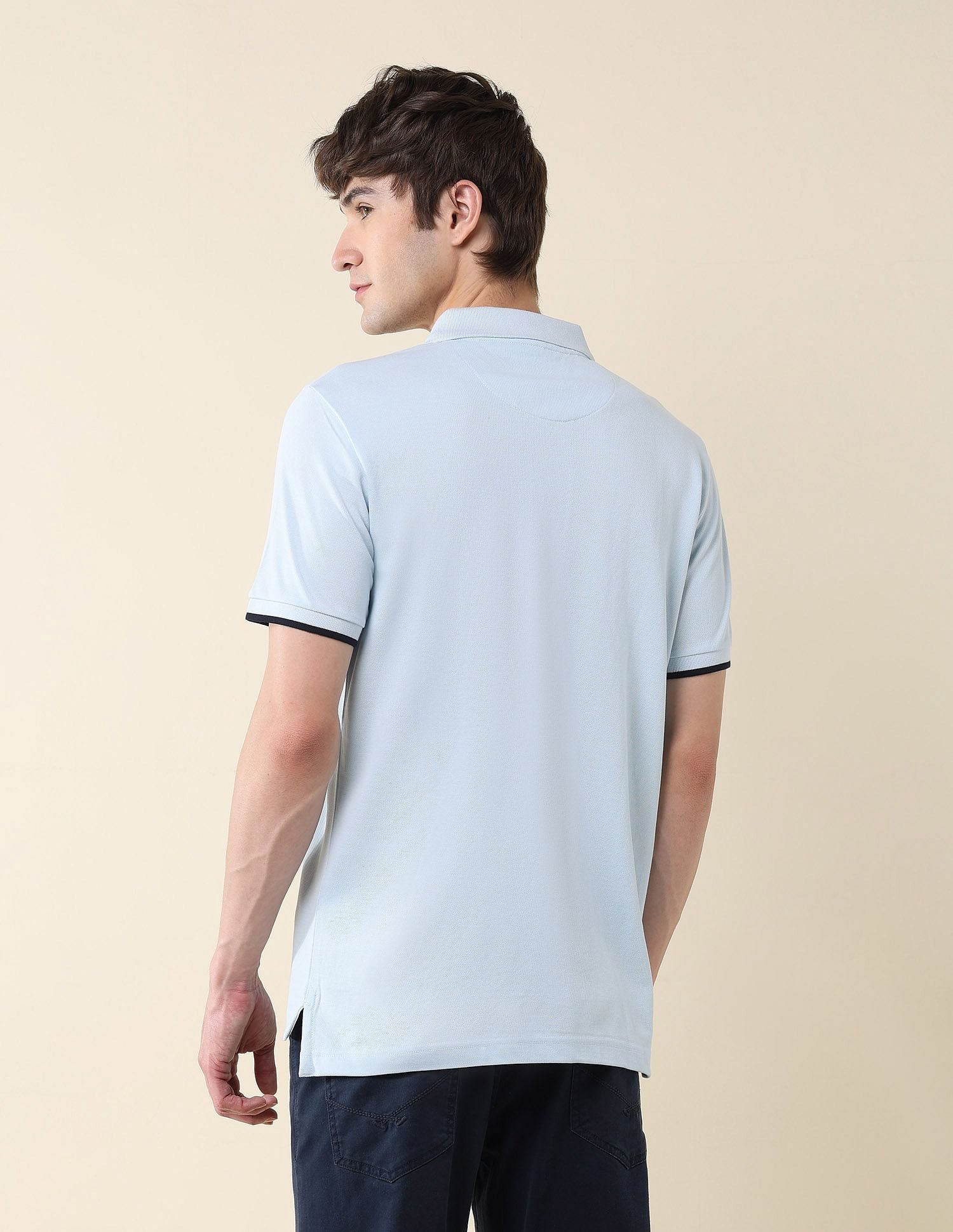 Slim Fit Brand Embroidered Polo Shirt Light Blue - U.S. Polo Assn. India | Large