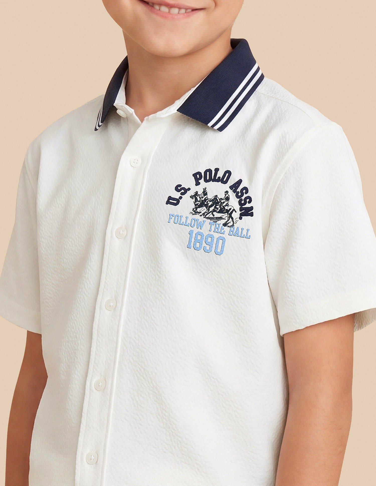 Colourblocked Regular Fit Shirt White - U.S. Polo Assn. India | Large