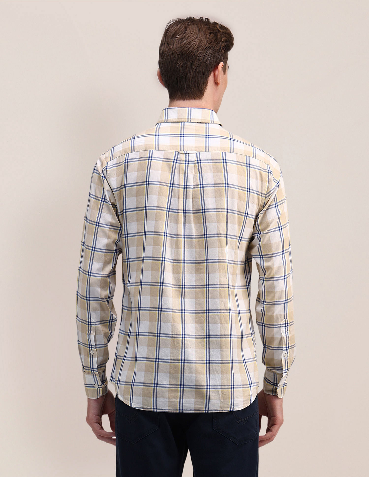 Tartan Check Dobby Cotton Shirt Beige - U.S. Polo Assn. India | Large