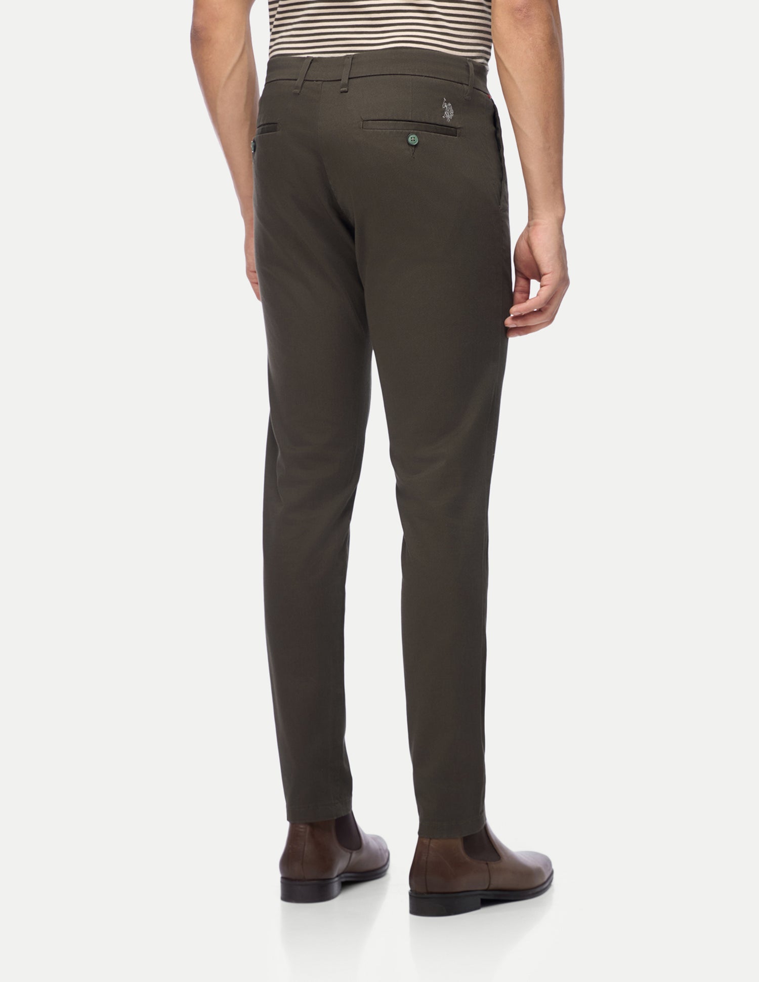 Austin Trim Regular Fit Satin Trousers Dark Olive - U.S. Polo Assn. India | Large