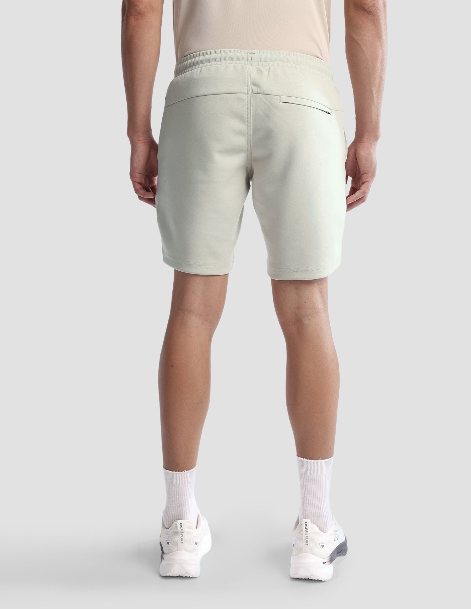 Solid Regular Fit Active Shorts Beige - U.S. Polo Assn. India | Large