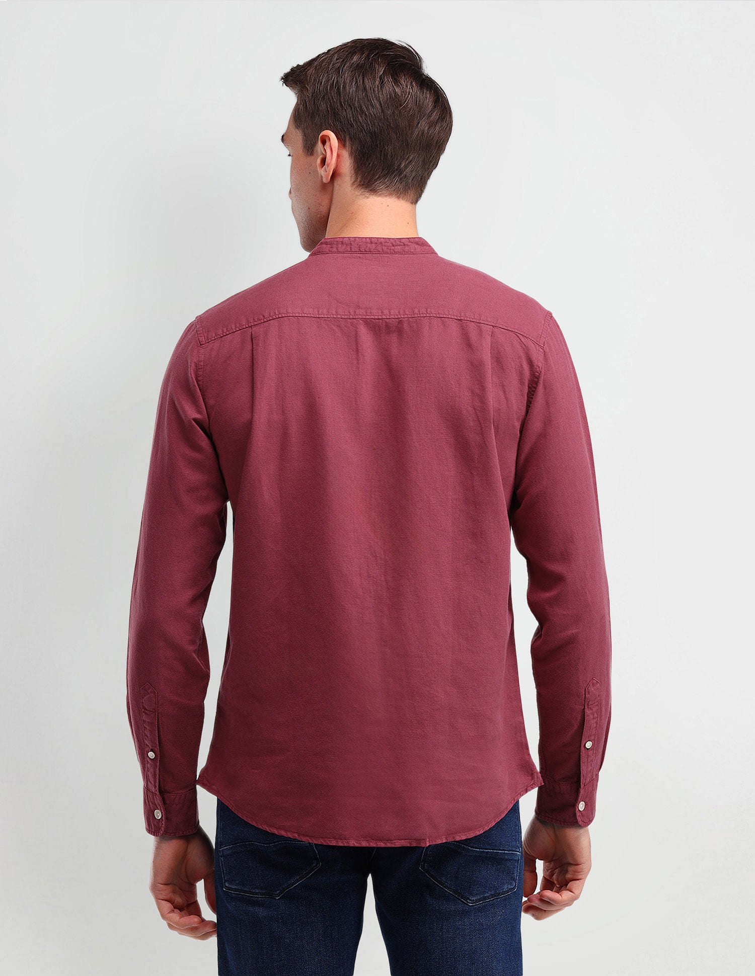 Slim Fit Poplin Linen Shirt Red - U.S. Polo Assn. India | Large
