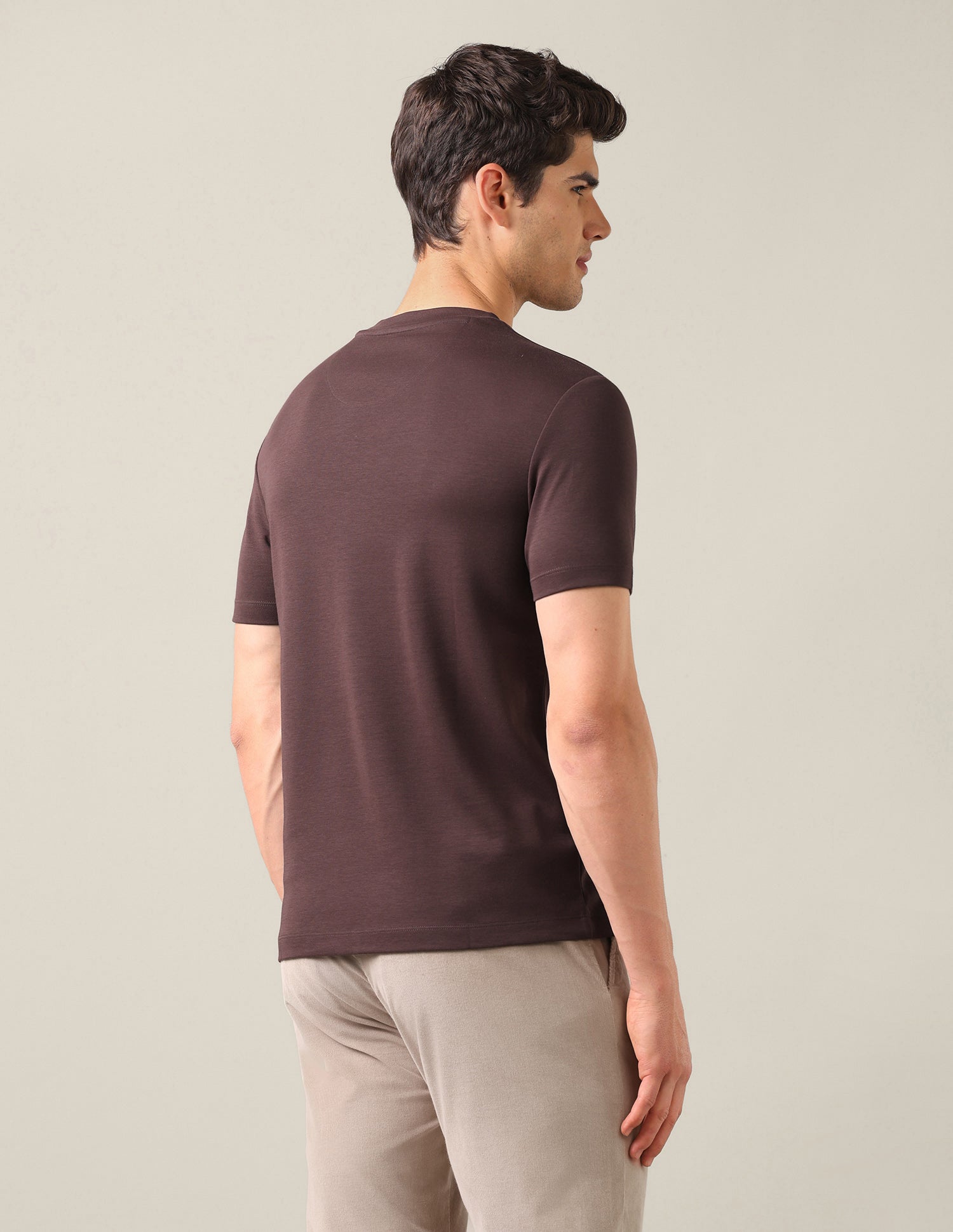 Brand Embossed Slim Fit T-Shirt Dark Brown - U.S. Polo Assn. India | Large