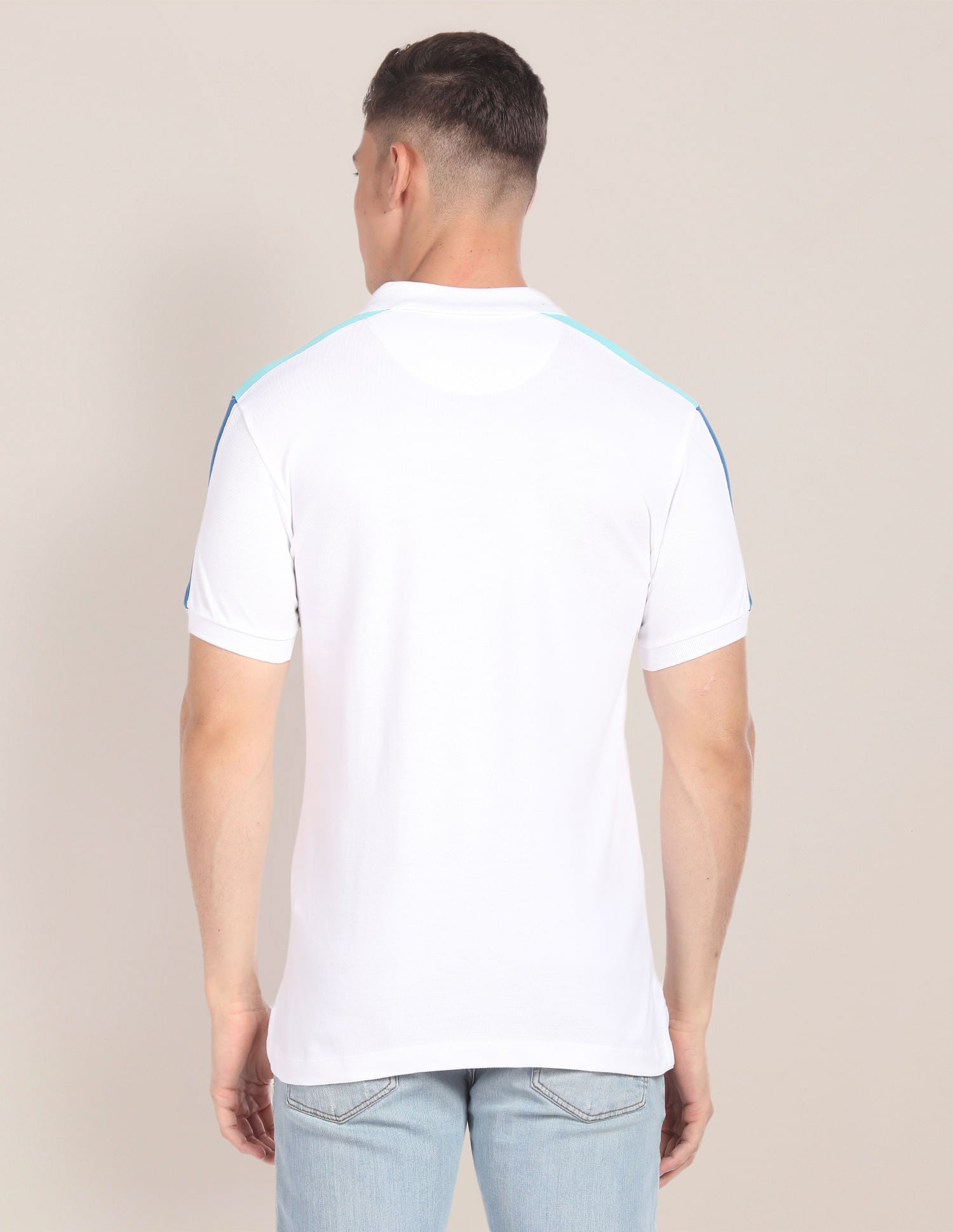 Colour Blocked Cotton Polo Shirt White - U.S. Polo Assn. India | Large