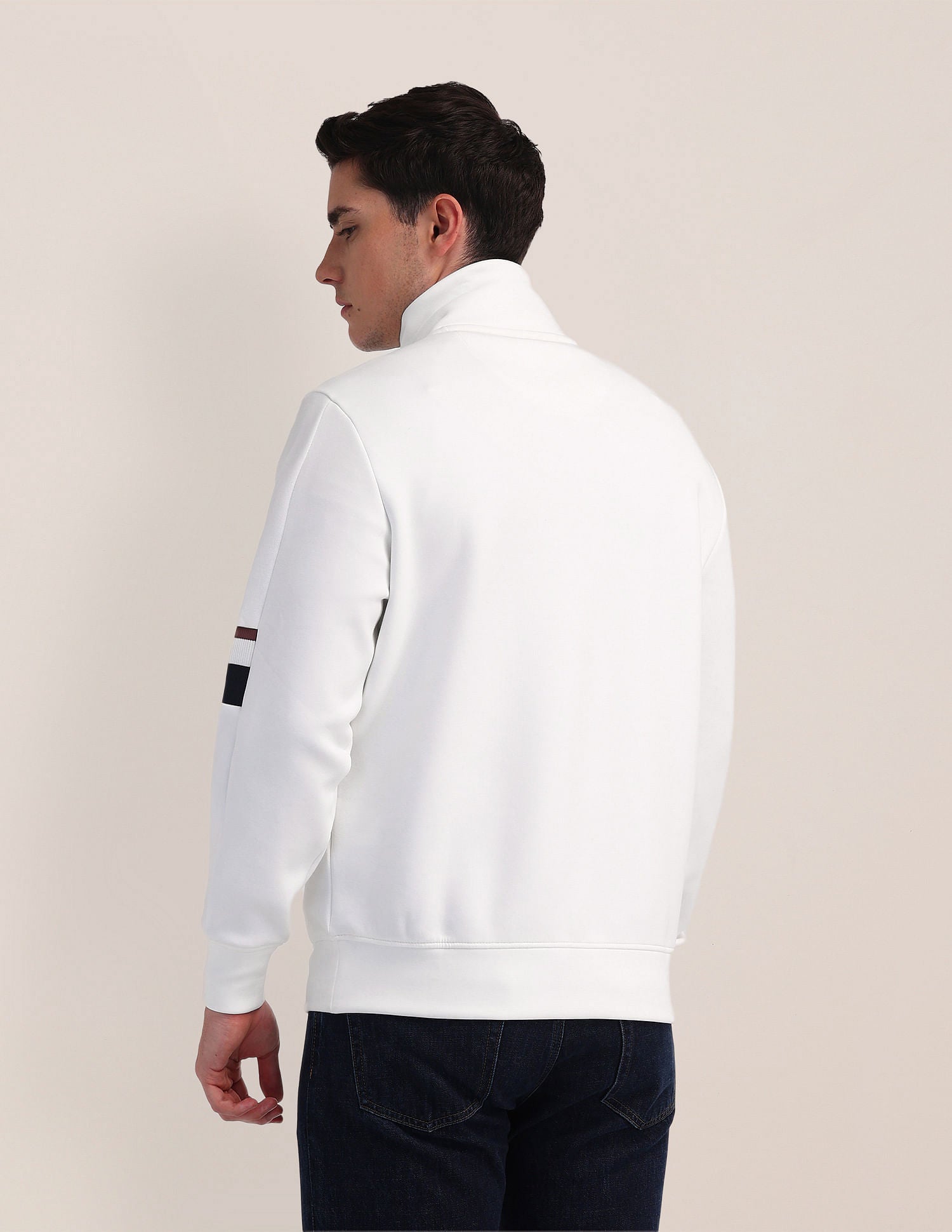 Regular Fit Solid Sweatshirt White - U.S. Polo Assn. India | Large