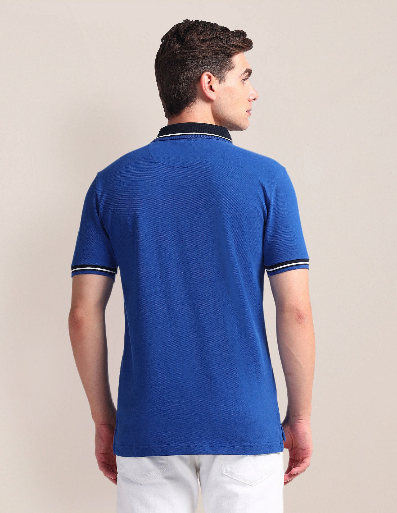 Contrast Collar Slim Polo Shirt Blue - U.S. Polo Assn. India | Large