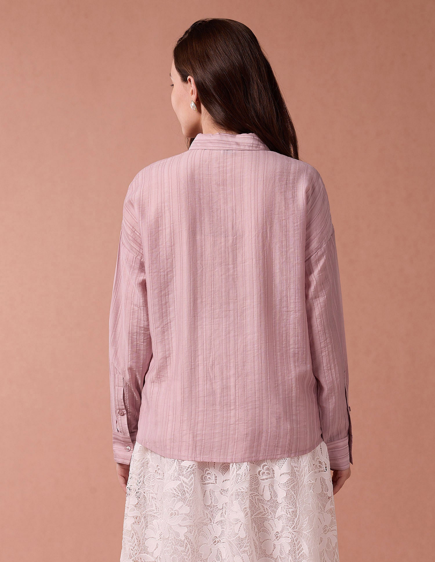 Brand Embroidered Vertical Stripe Shirt Pink - U.S. POLO ASSN. | Large