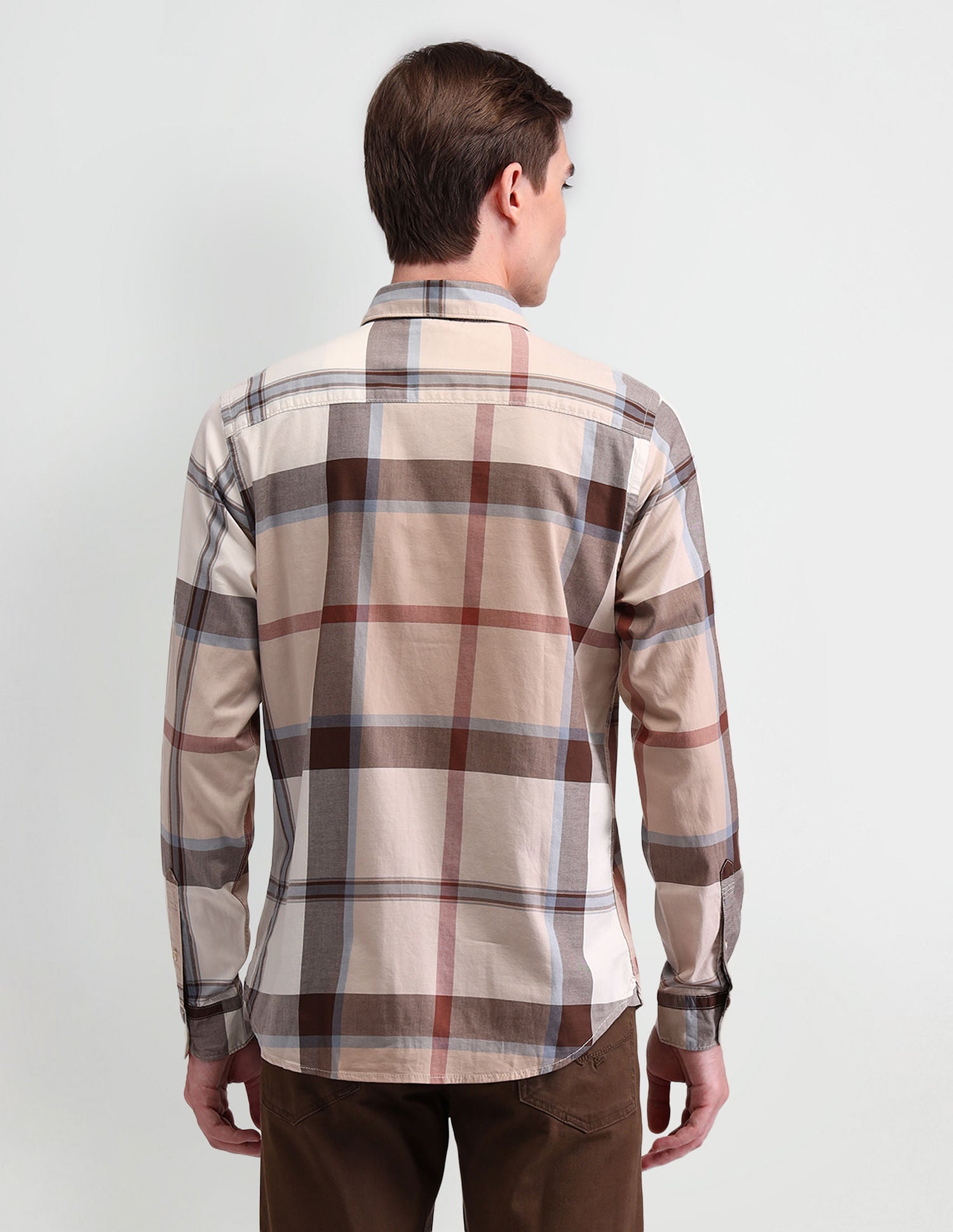 Grid Tattersall Checked Slim Fit Shirt Beige - U.S. Polo Assn. India | Large