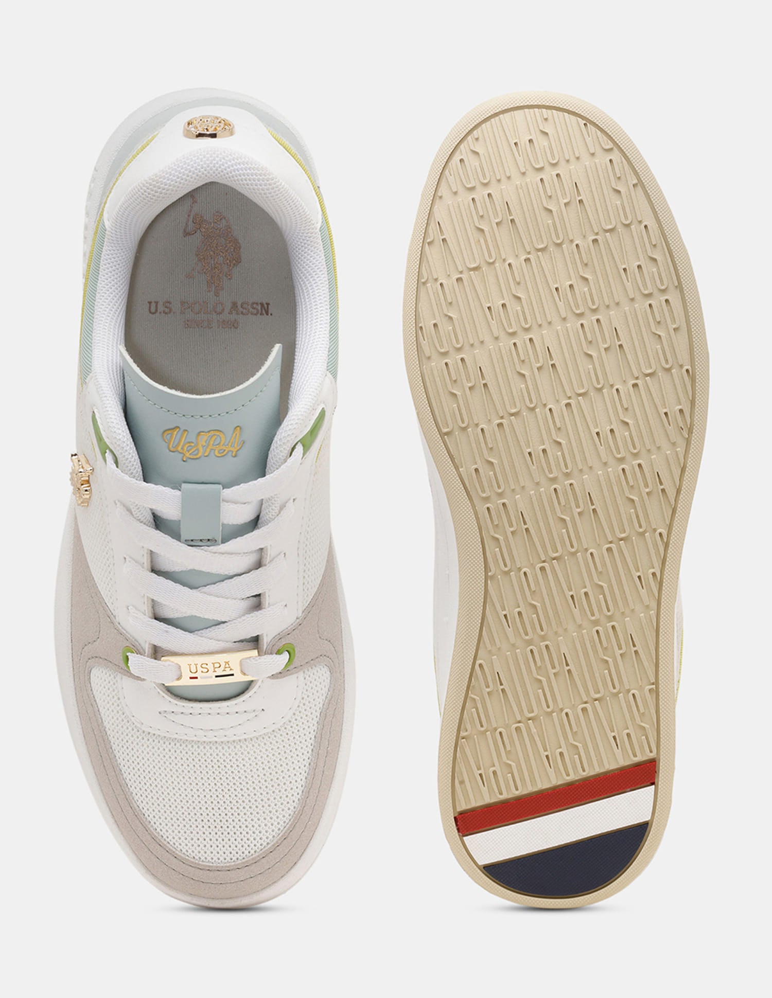 Women Della Round Toe Lace Ups Sneakers Off White - U.S. Polo Assn. India | Large