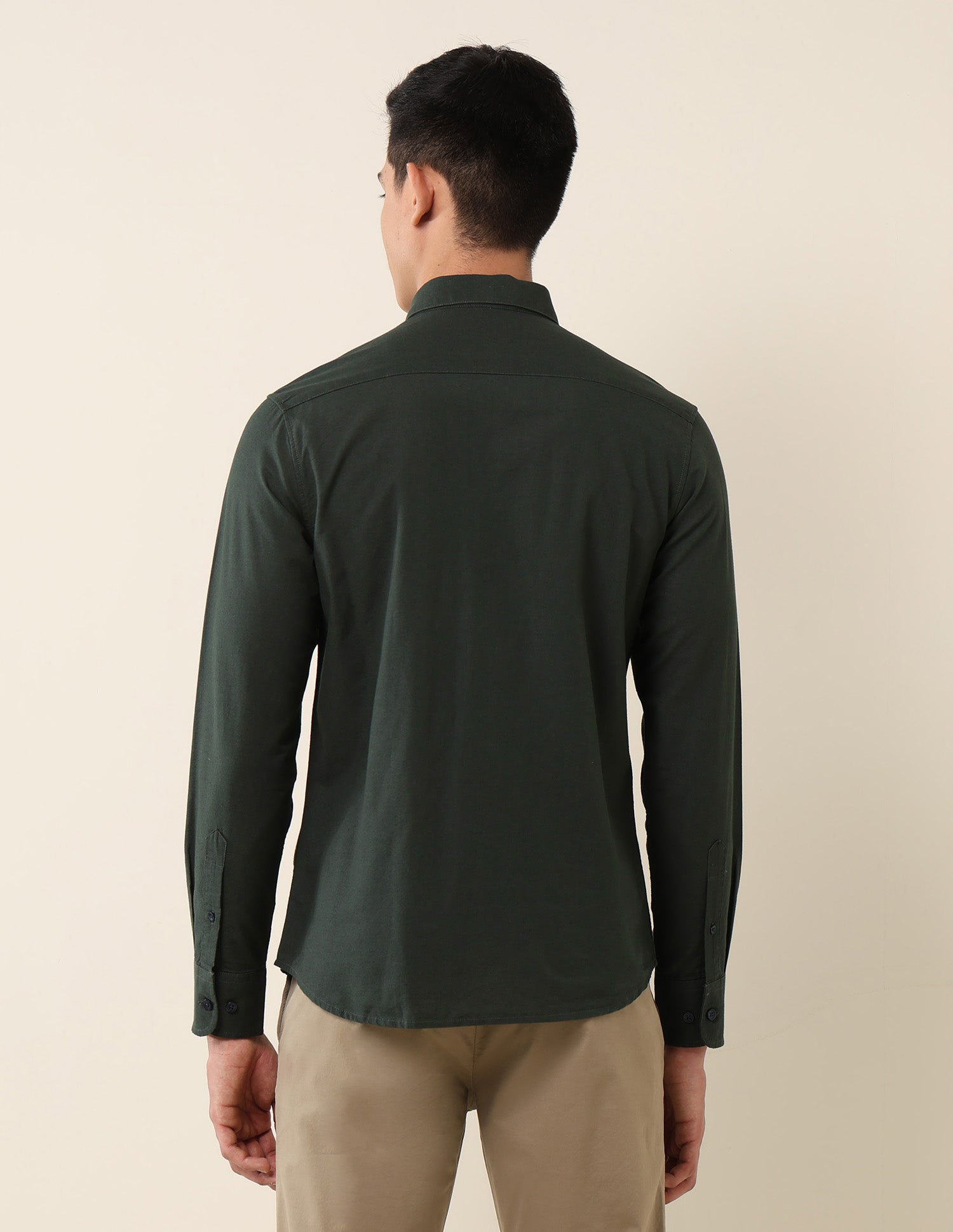 Tailored Fit Twill Shirt Dark Olive - U.S. Polo Assn. India | Large