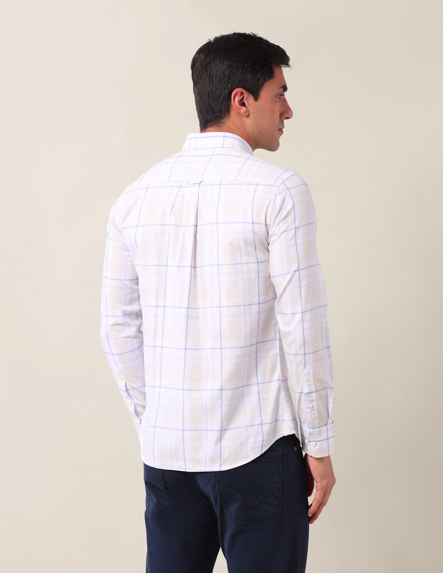 Grid Tattersall Checked Tailored Fit Shirt Blue - U.S. Polo Assn. India | Large