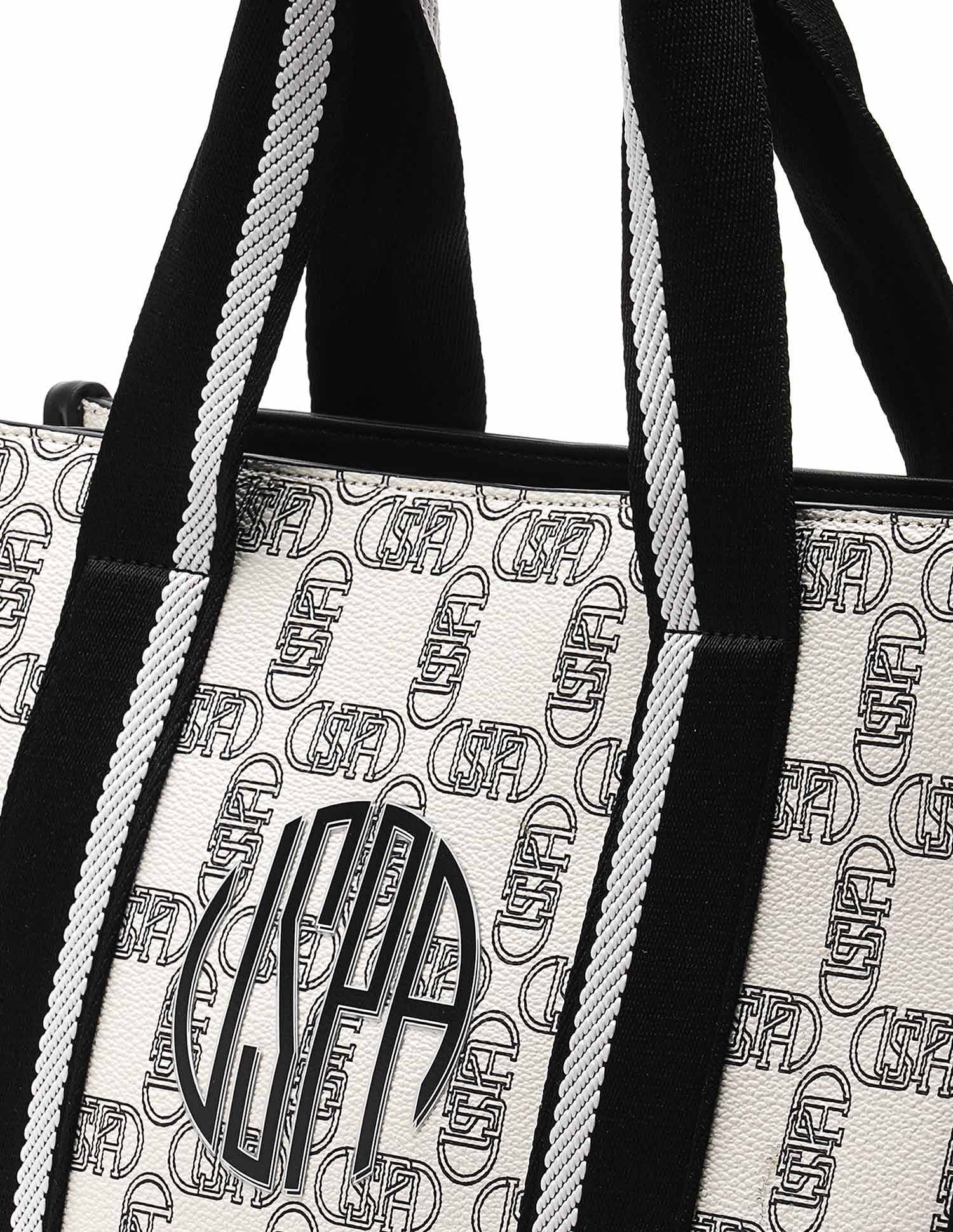 Monogram Mendy Satchel Bag Off White - U.S. POLO ASSN. | Large