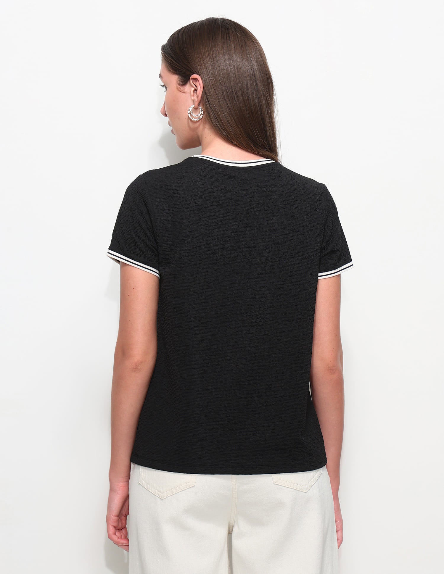 Regular Fit Textured T-Shirt Black - U.S. Polo Assn. India | Large