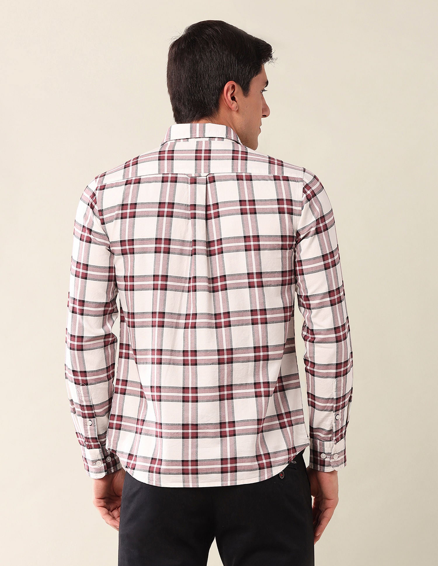 Tailored Fit Checked Shirt Off White - U.S. Polo Assn. India | Large