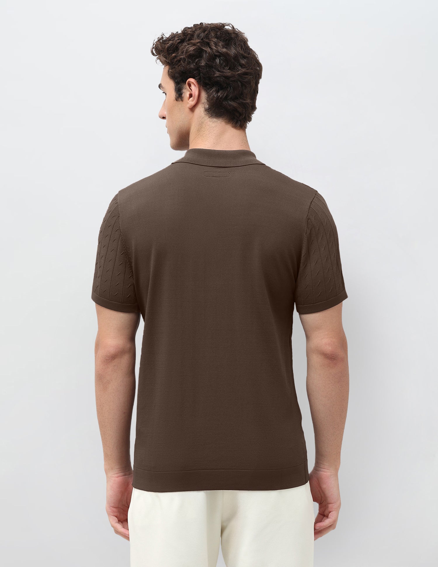 Self Design Vertical Striped Slim Fit Polo Shirt Brown - U.S. Polo Assn. India | Large
