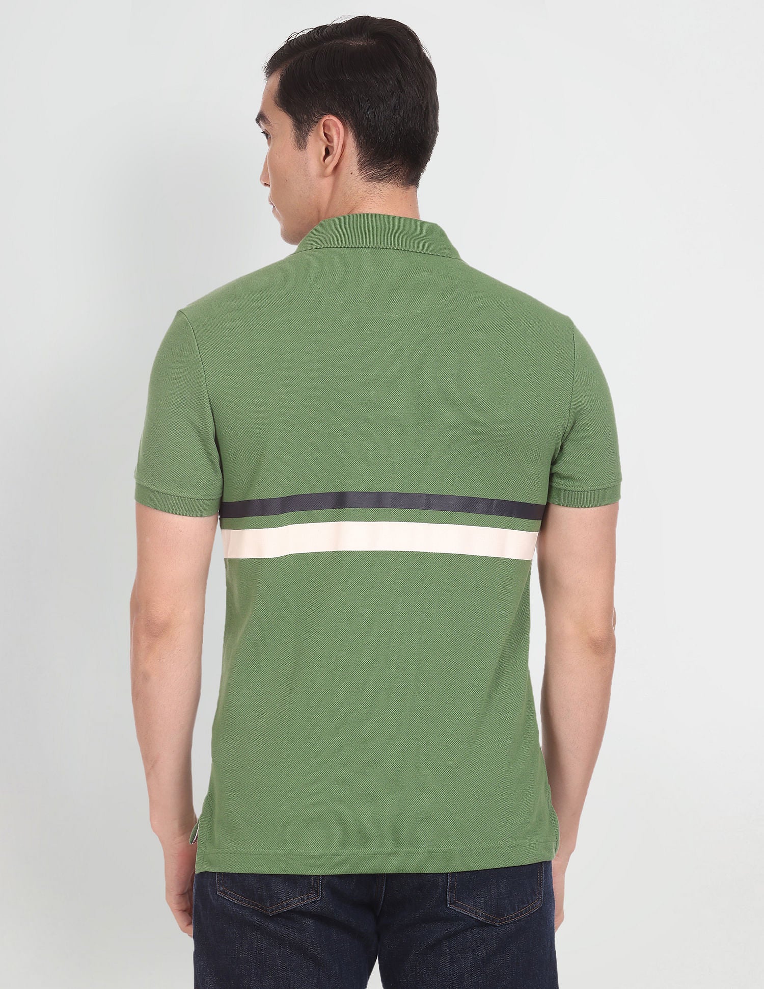 Contrast Stripe Pique Polo Shirt Green - U.S. Polo Assn. India | Large