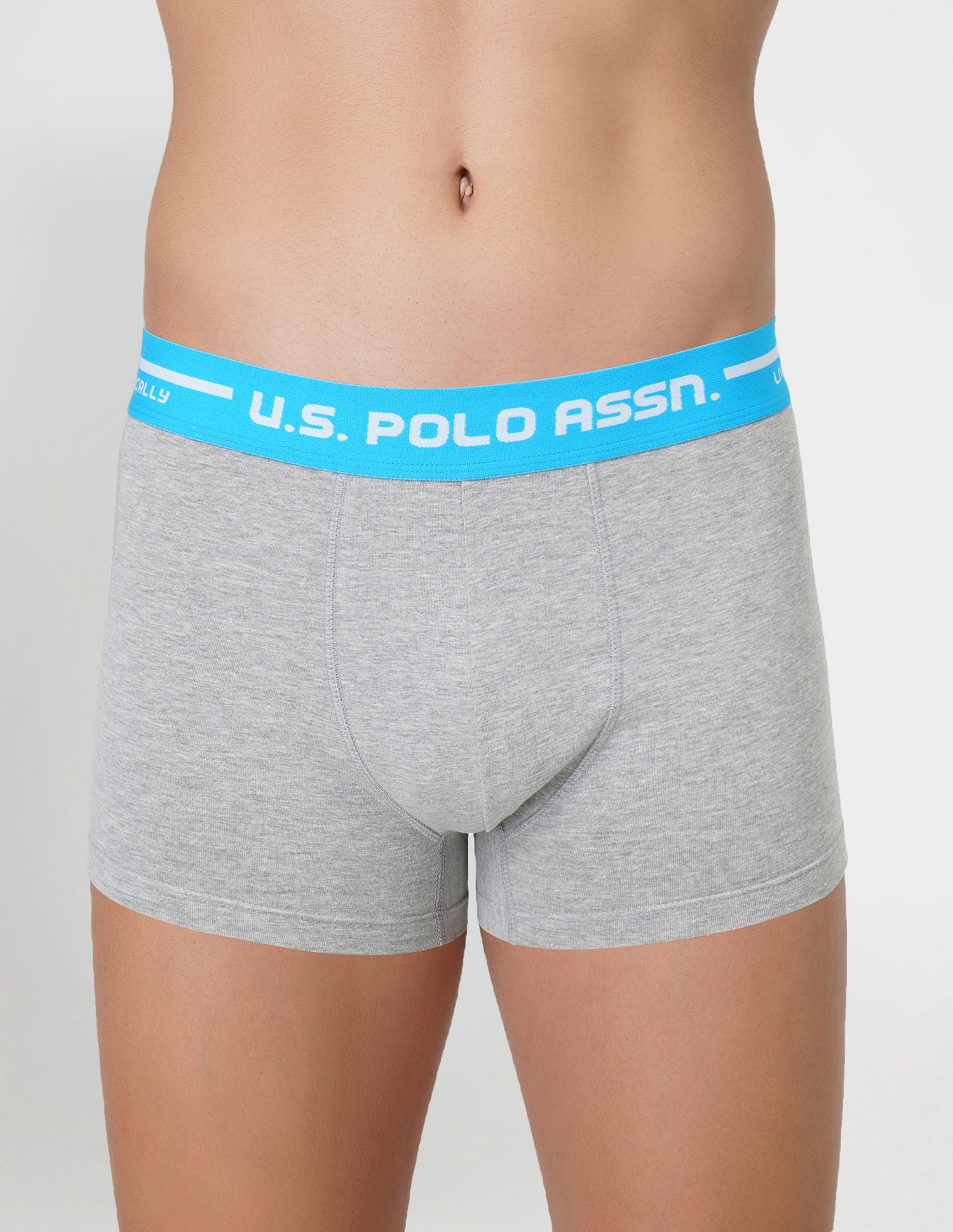 Logo Waistband Cotton Stretch IYAI Trunks - Pack Of 2 Grey and Navy - U.S. POLO ASSN. | Large