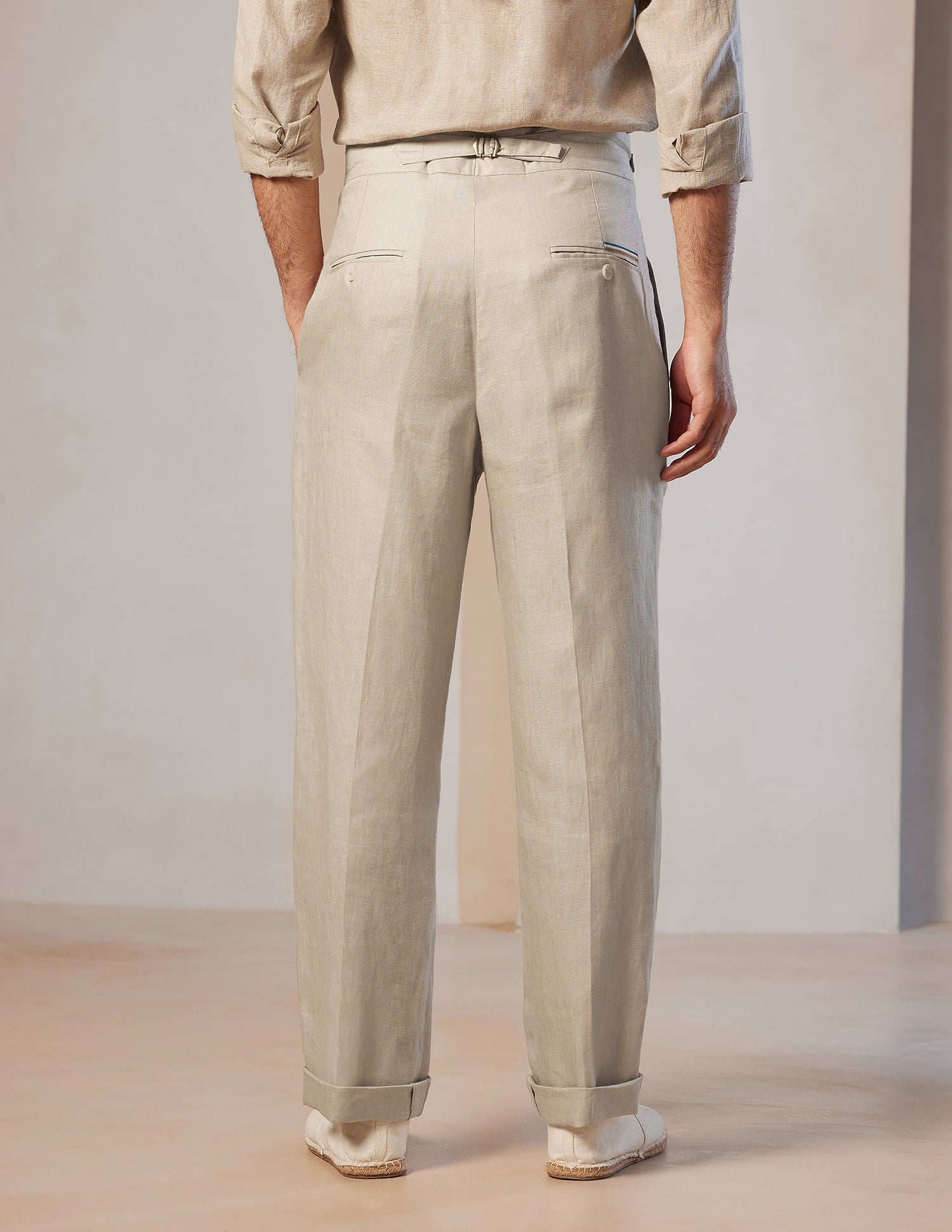 Pacho X Denver Slim Fit Linen Trousers Natural - U.S. Polo Assn. India | Large