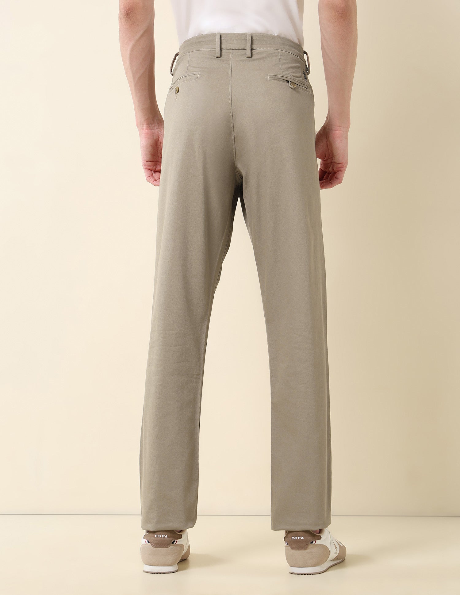 Solid Riley Straight Fit Twill Trousers Khaki - U.S. POLO ASSN. | Large