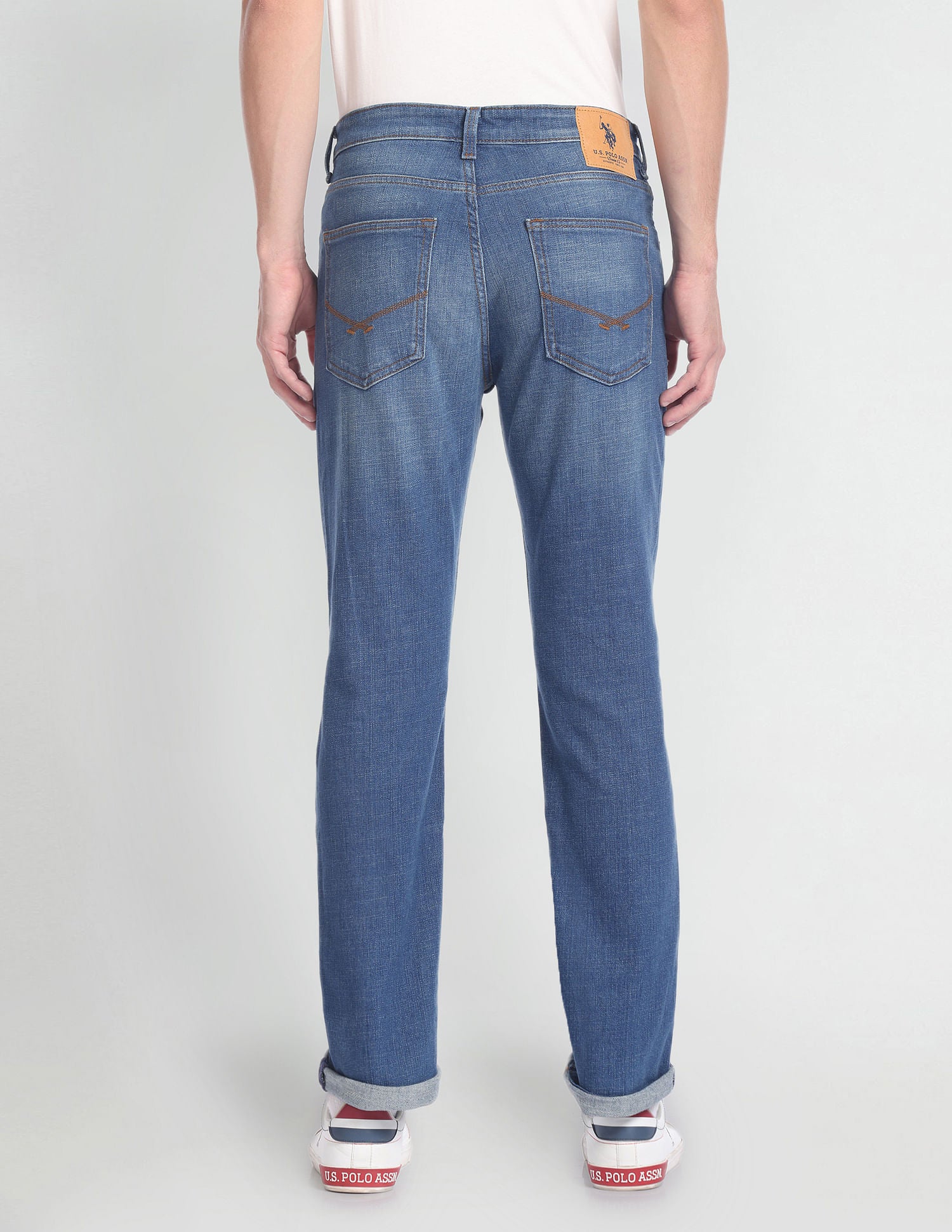 Slim Straight Fit Mid Wash Jeans Blue - U.S. Polo Assn. India | Large