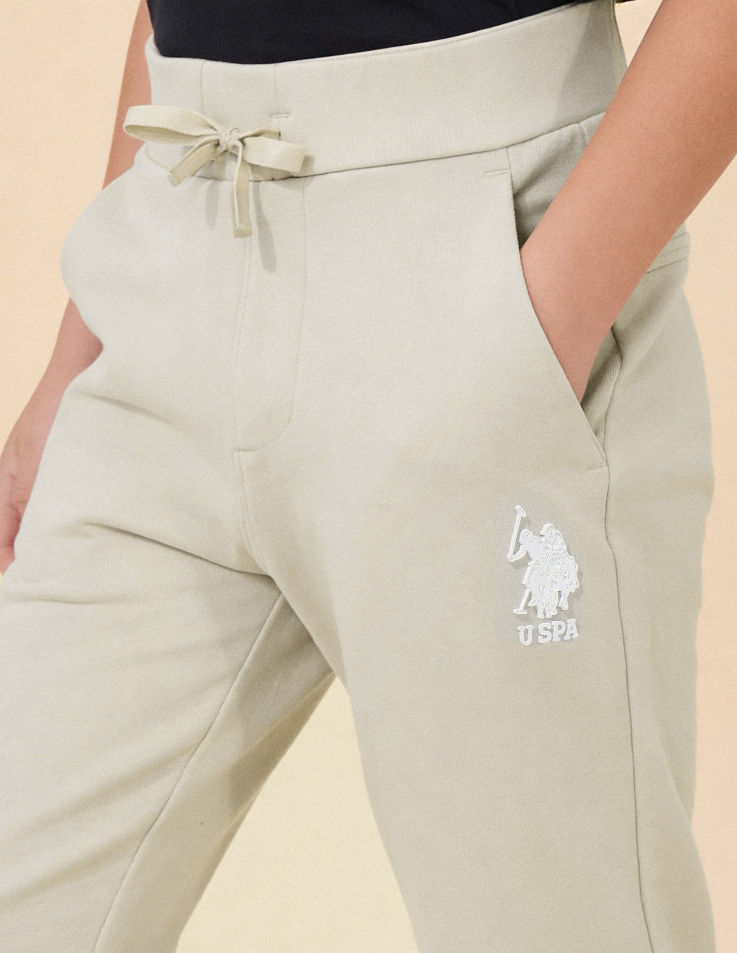 Regular Fit Solid Track Pants Beige - U.S. Polo Assn. India | Large