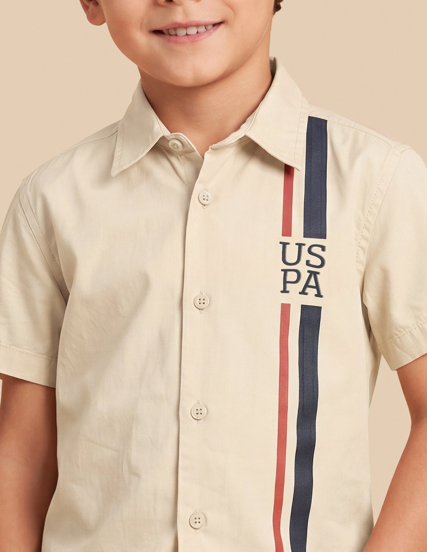 Solid Regular Fit Shirt Beige - U.S. Polo Assn. India | Large
