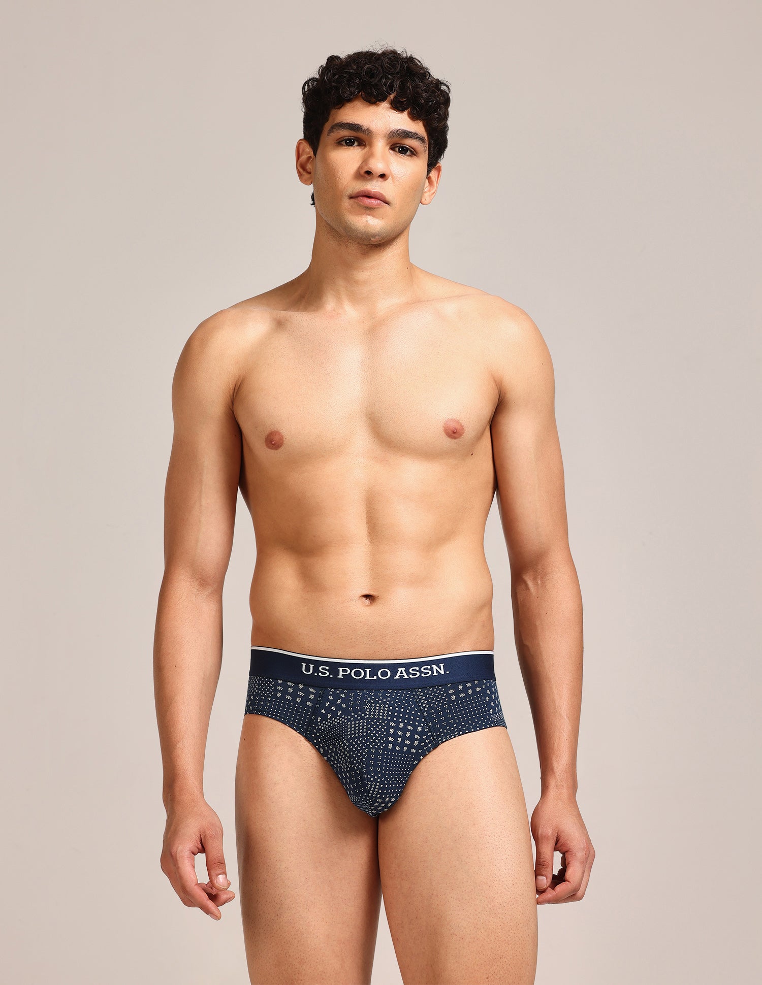Abrasion Free Printed OEB24 Briefs - Pack Of 3 Blue, Navy, Light Blue - U.S. Polo Assn. India | Large