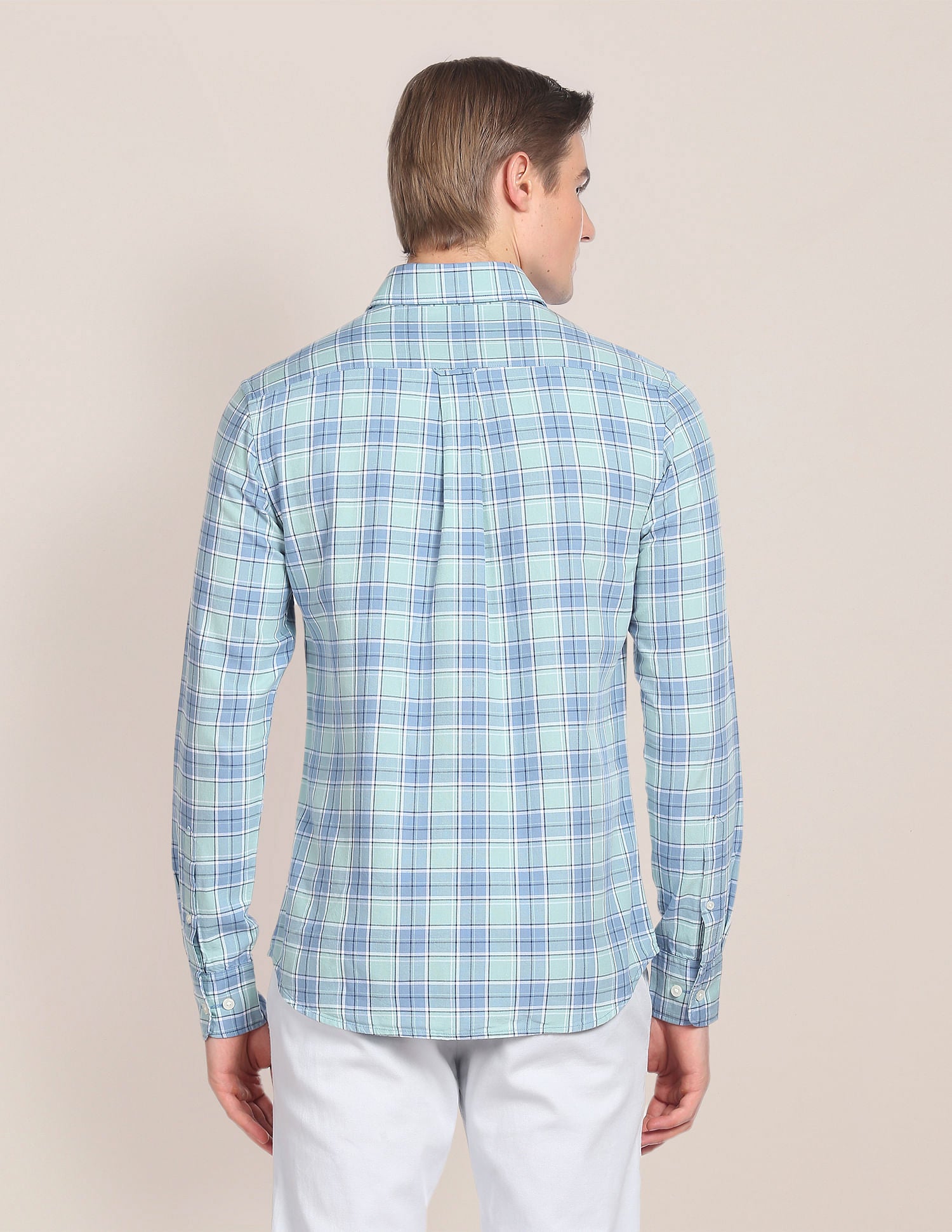 Tartan Check Tailored Fit Shirt Light Green - U.S. Polo Assn. India | Large