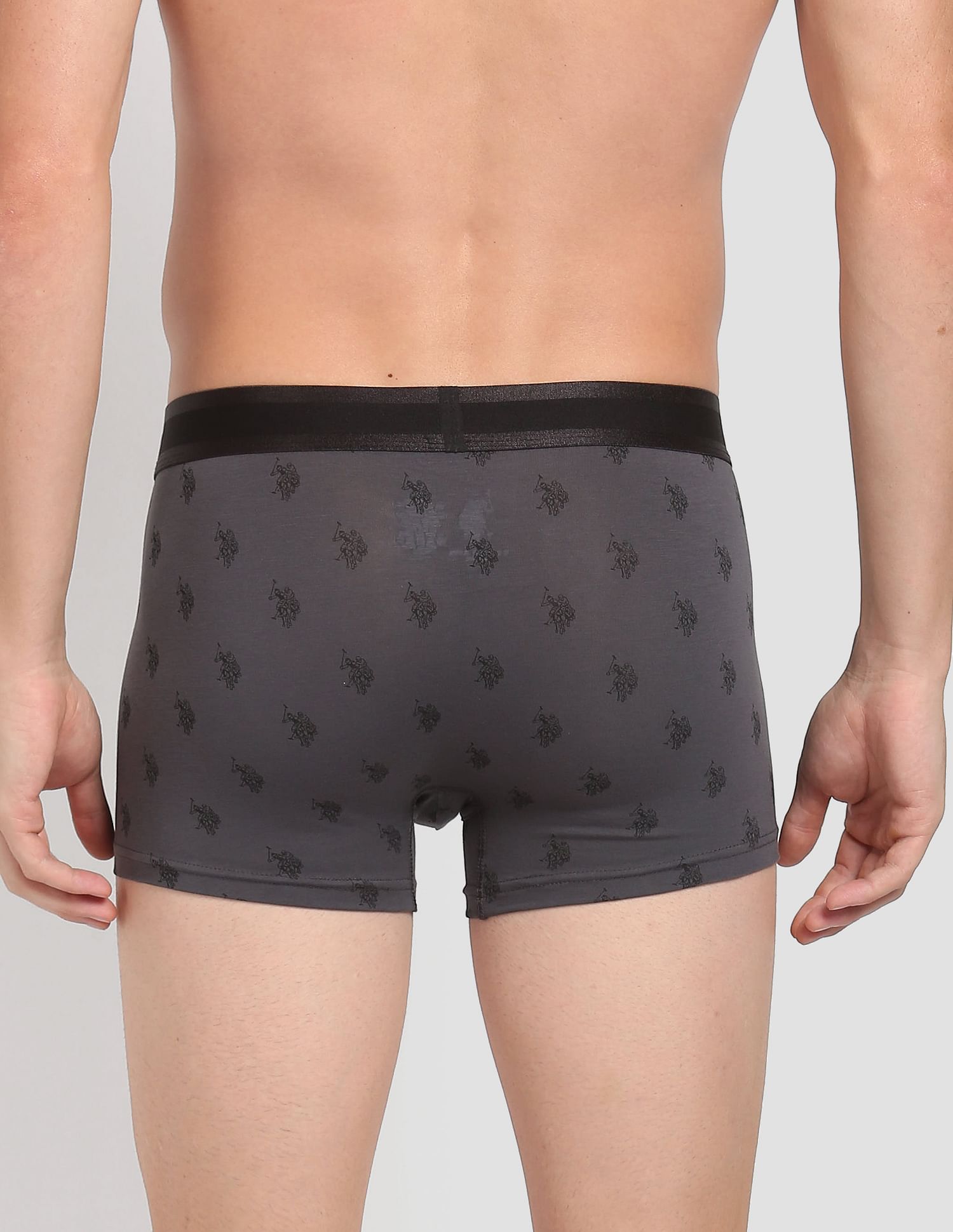 Mid Rise Brand Print PT002 Premium Trunks - Pack Of 1 Asphalt - U.S. POLO ASSN. | Large