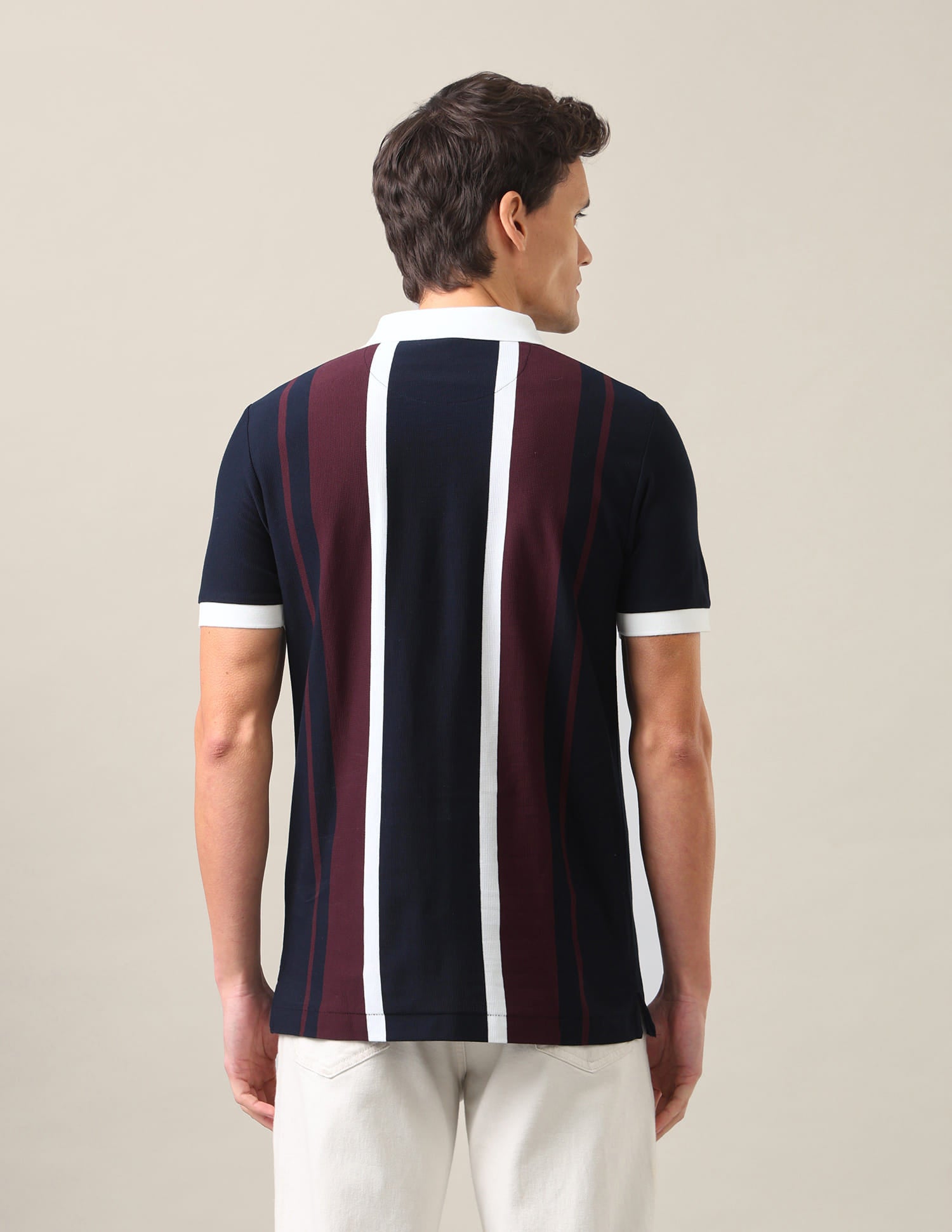 Vertical Striped Slim Fit Polo Shirt Navy Blue - U.S. Polo Assn. India | Large