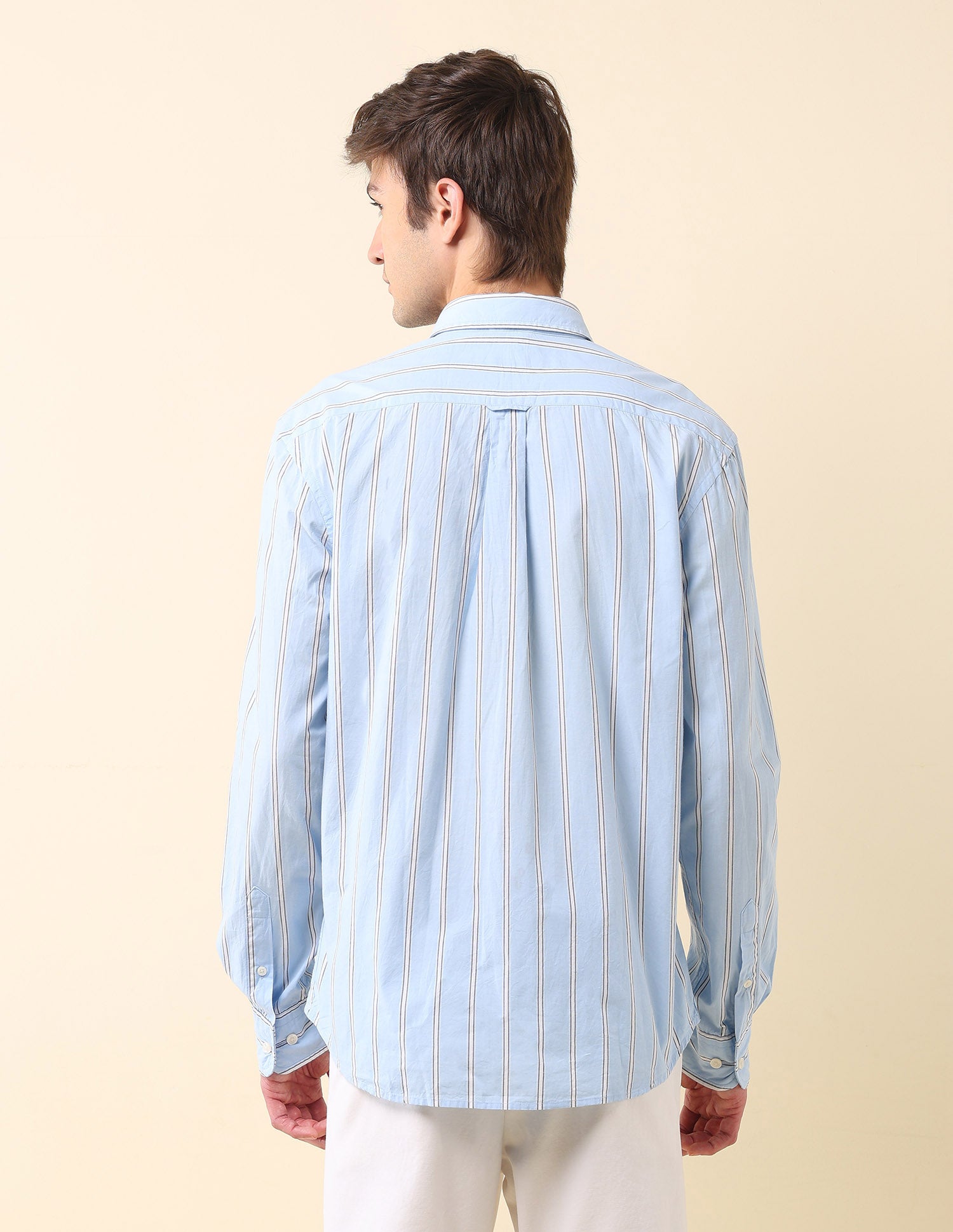 Vertical Striped Tailored Fit Shirt Light Blue - U.S. Polo Assn. India | Large