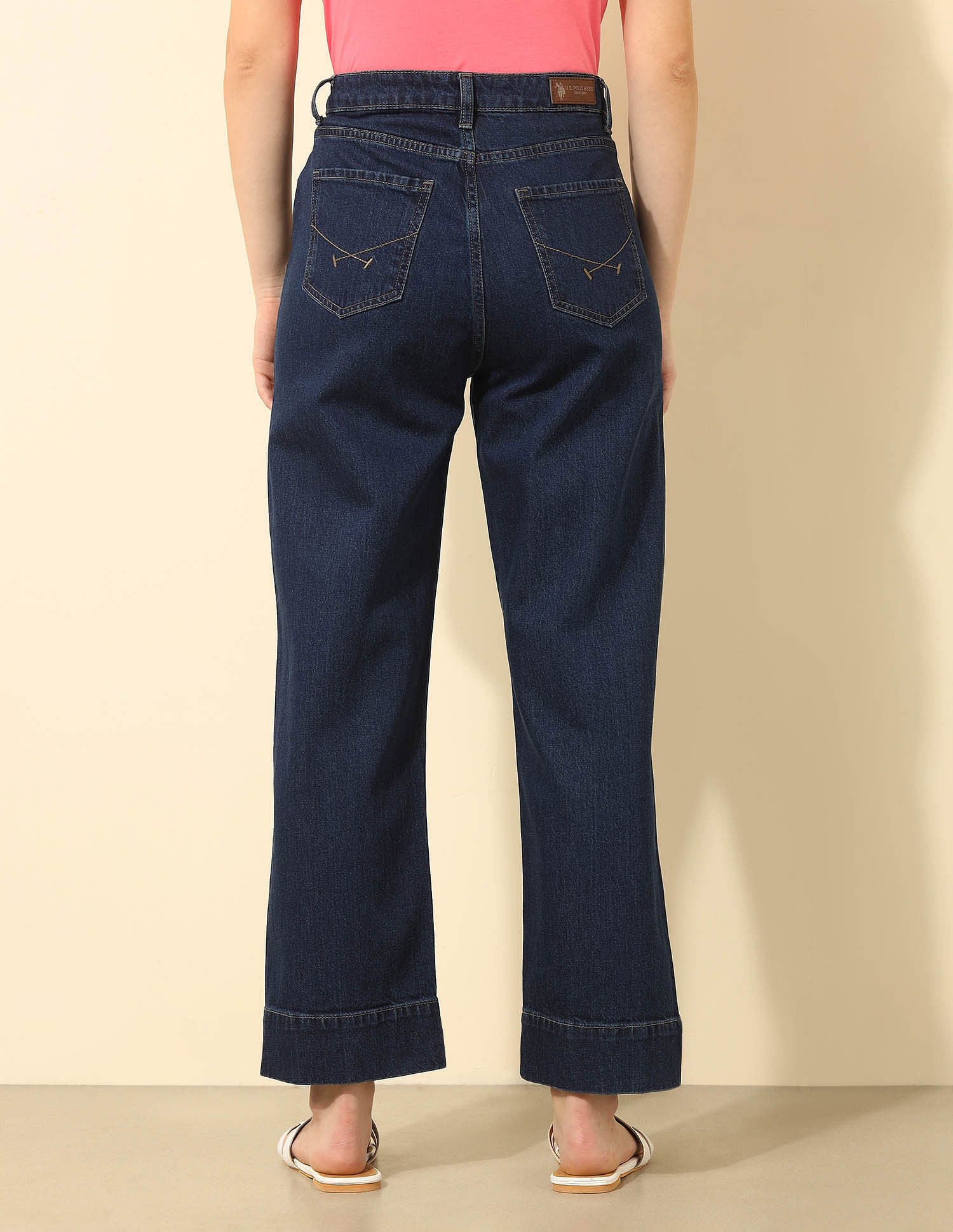 High Rise Straight Fit Pintuck Jeans Dark Blue - U.S. Polo Assn. India | Large
